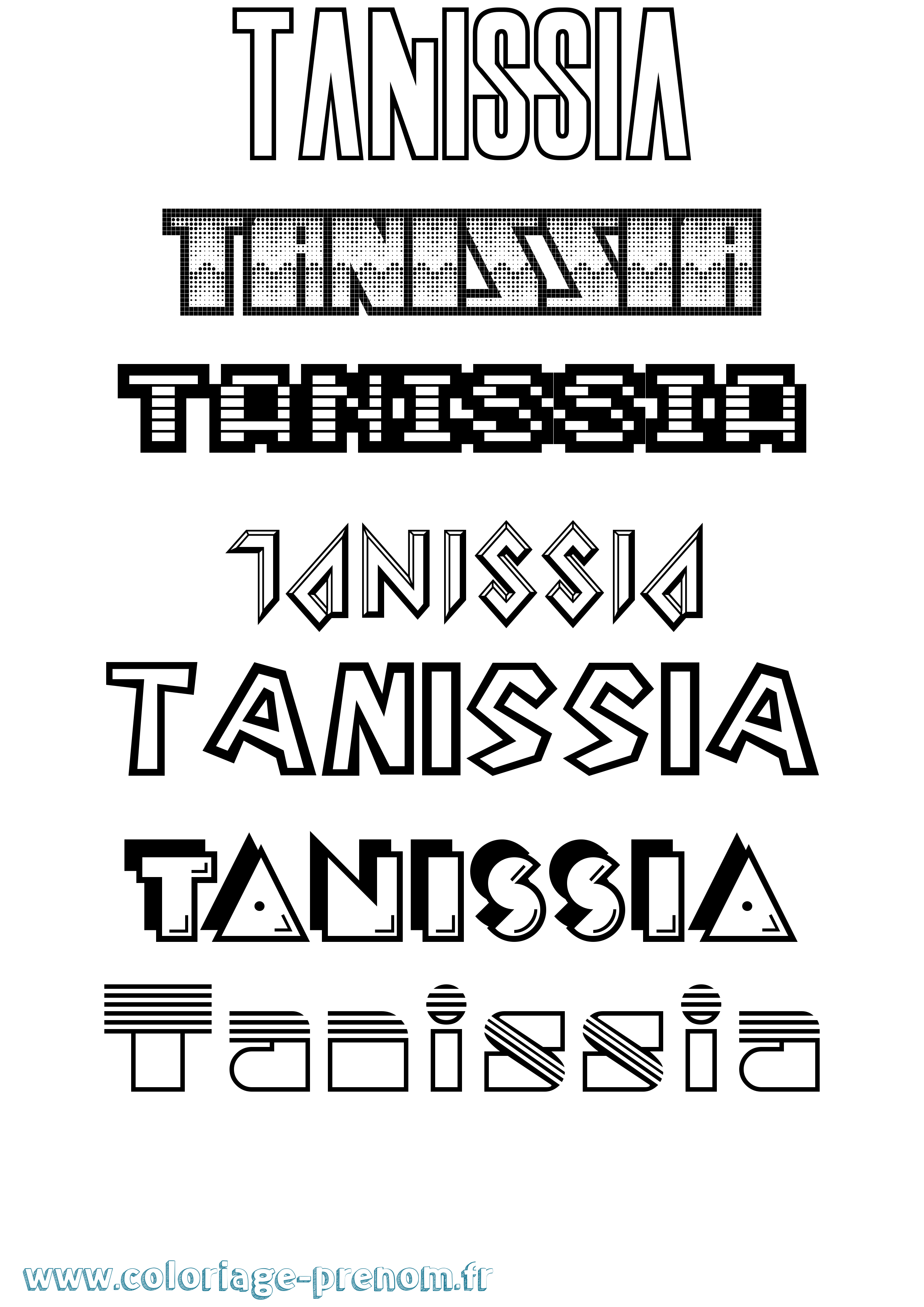 Coloriage prénom Tanissia Jeux Vidéos