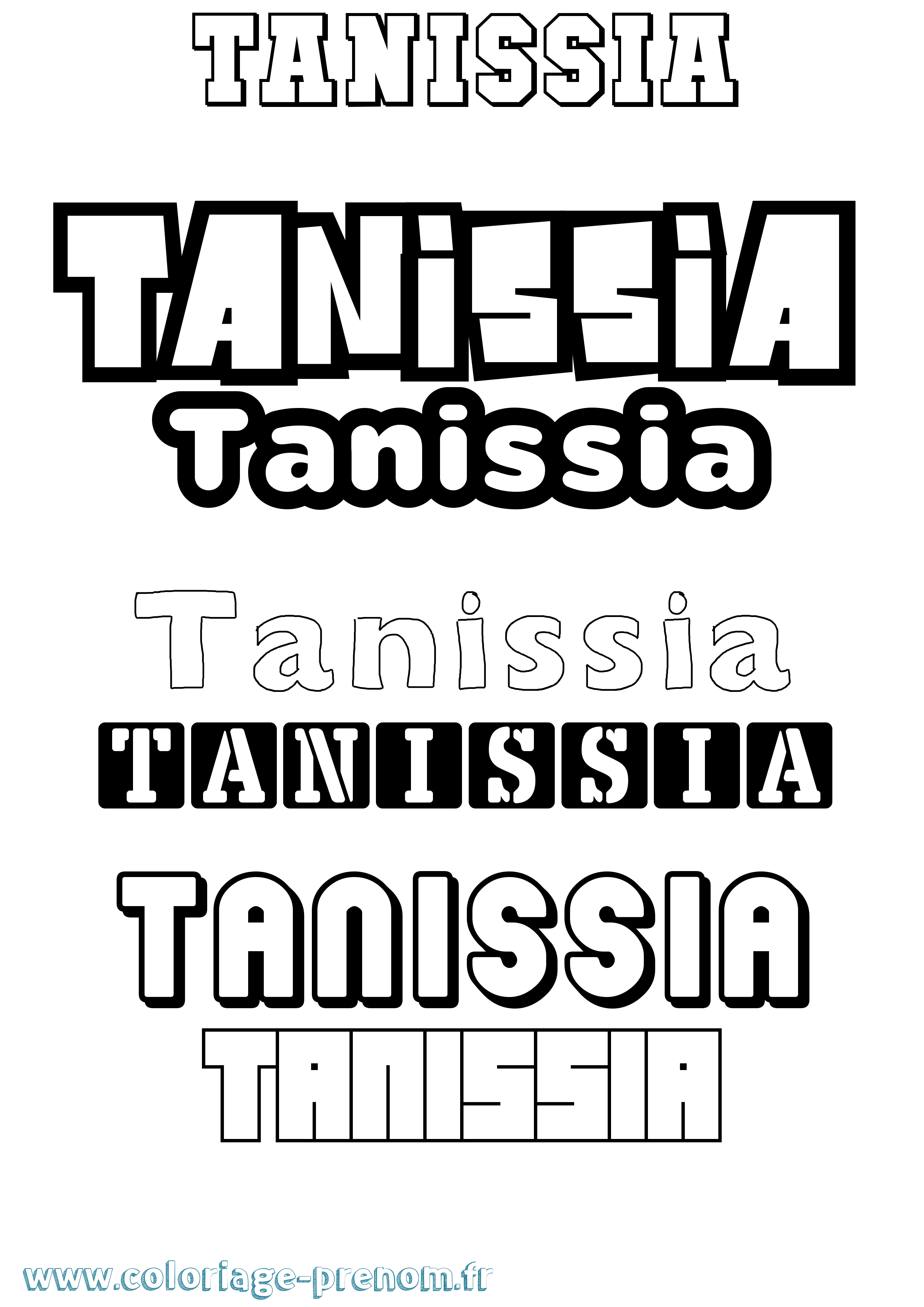 Coloriage prénom Tanissia Simple