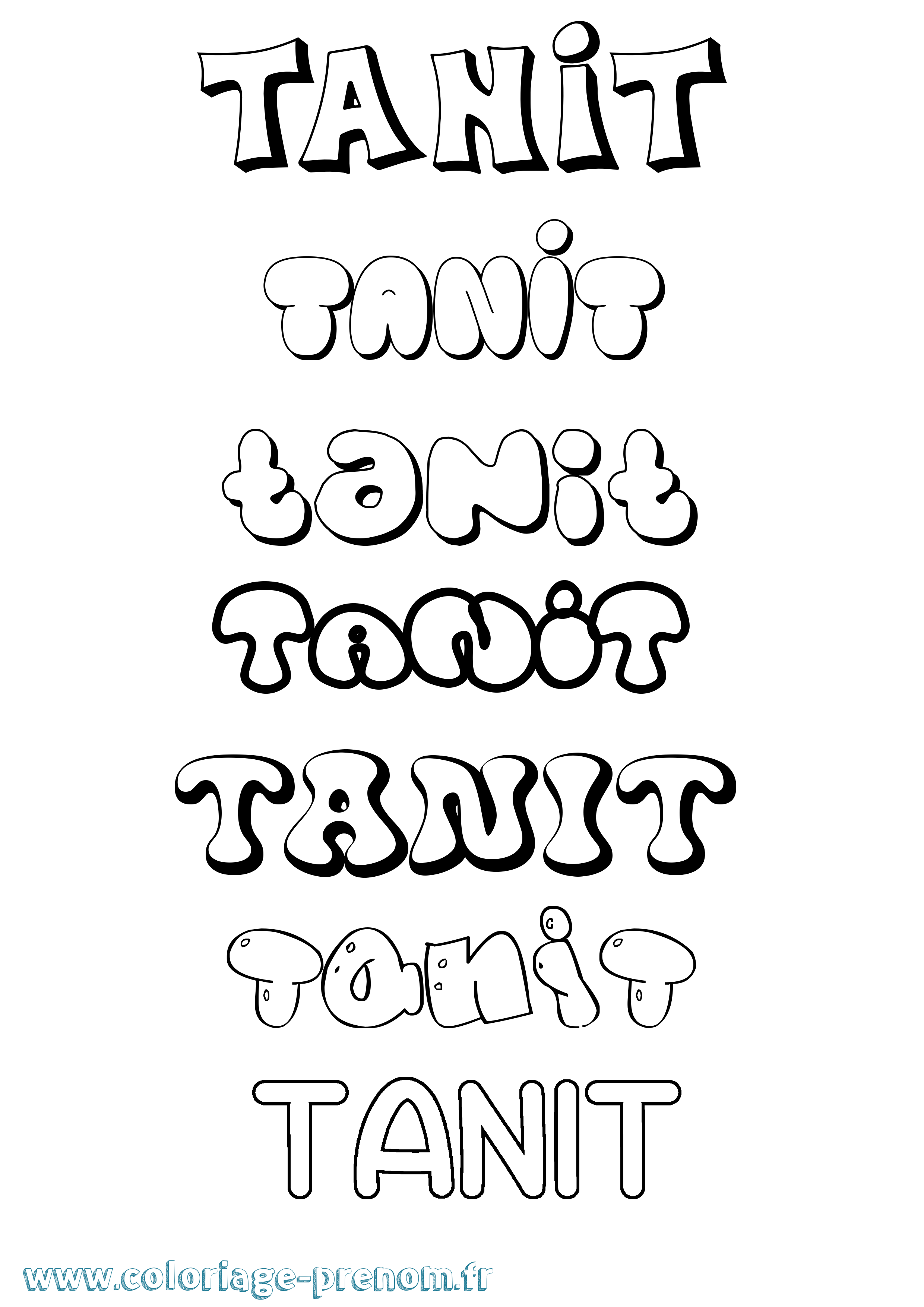 Coloriage Tanit Bubble Coloriage prénom Tanit Bubble