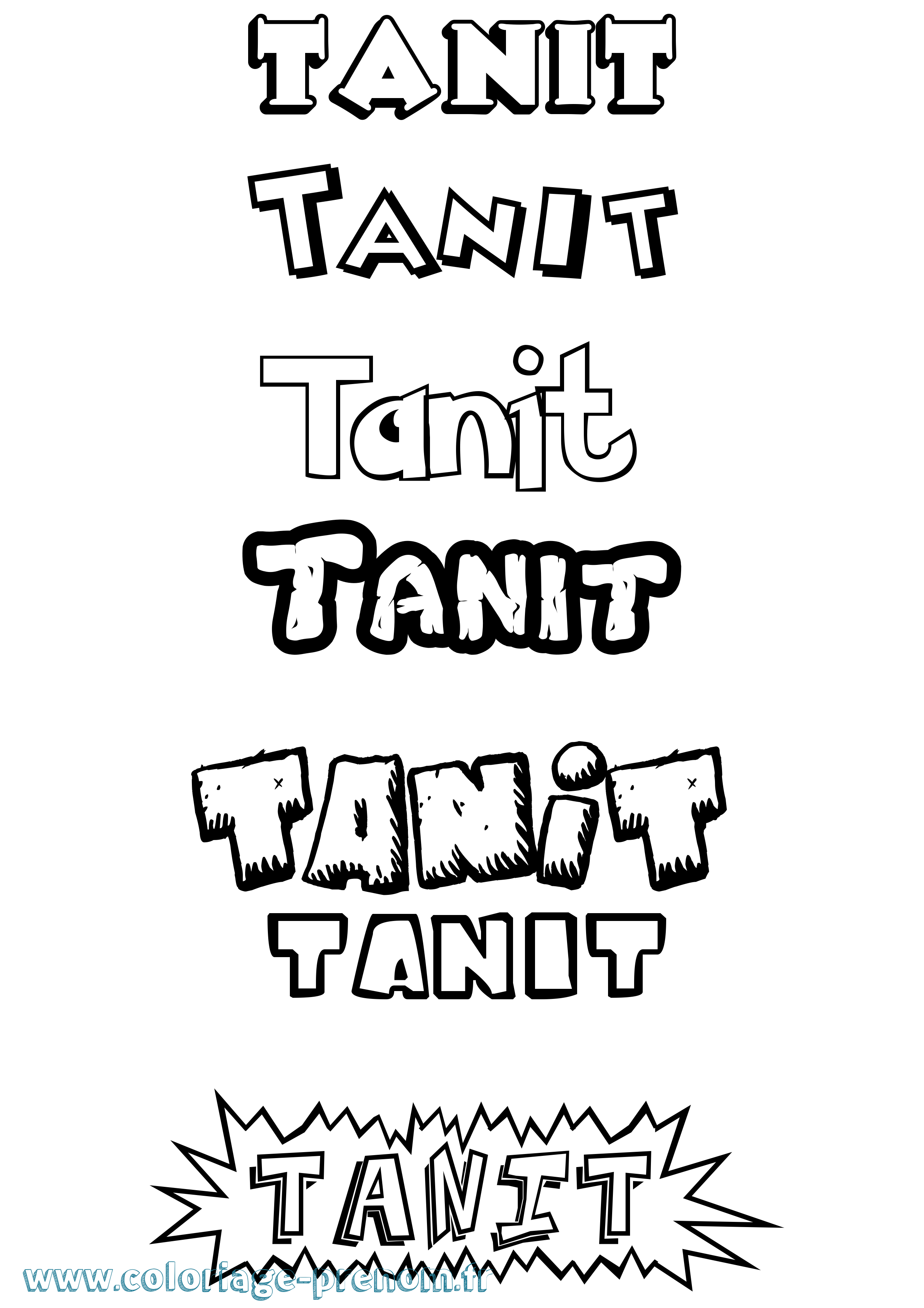 Coloriage Tanit Dessin Animé Coloriage prénom Tanit Dessin Animé