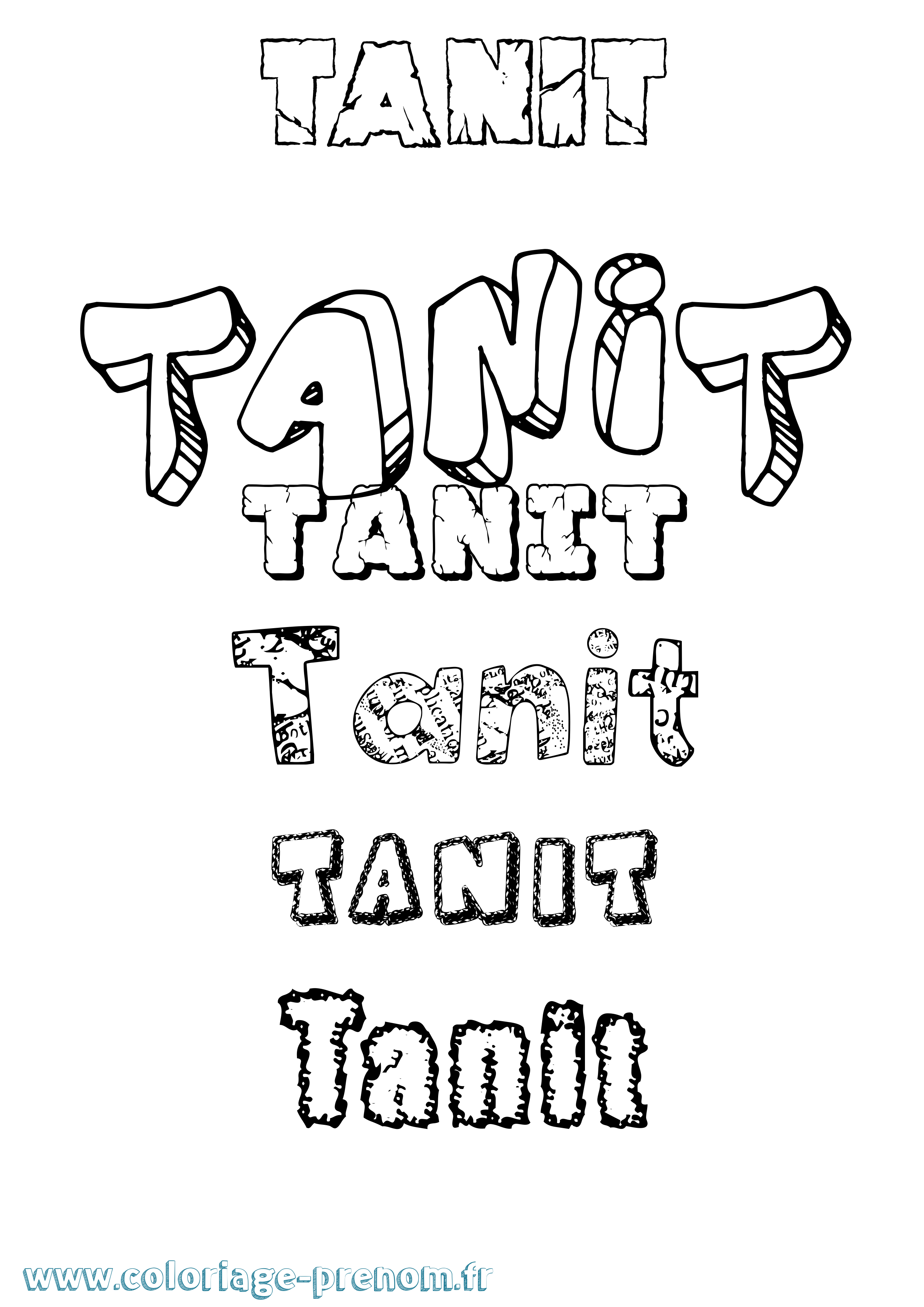 Coloriage Tanit Destructuré Coloriage prénom Tanit Destructuré