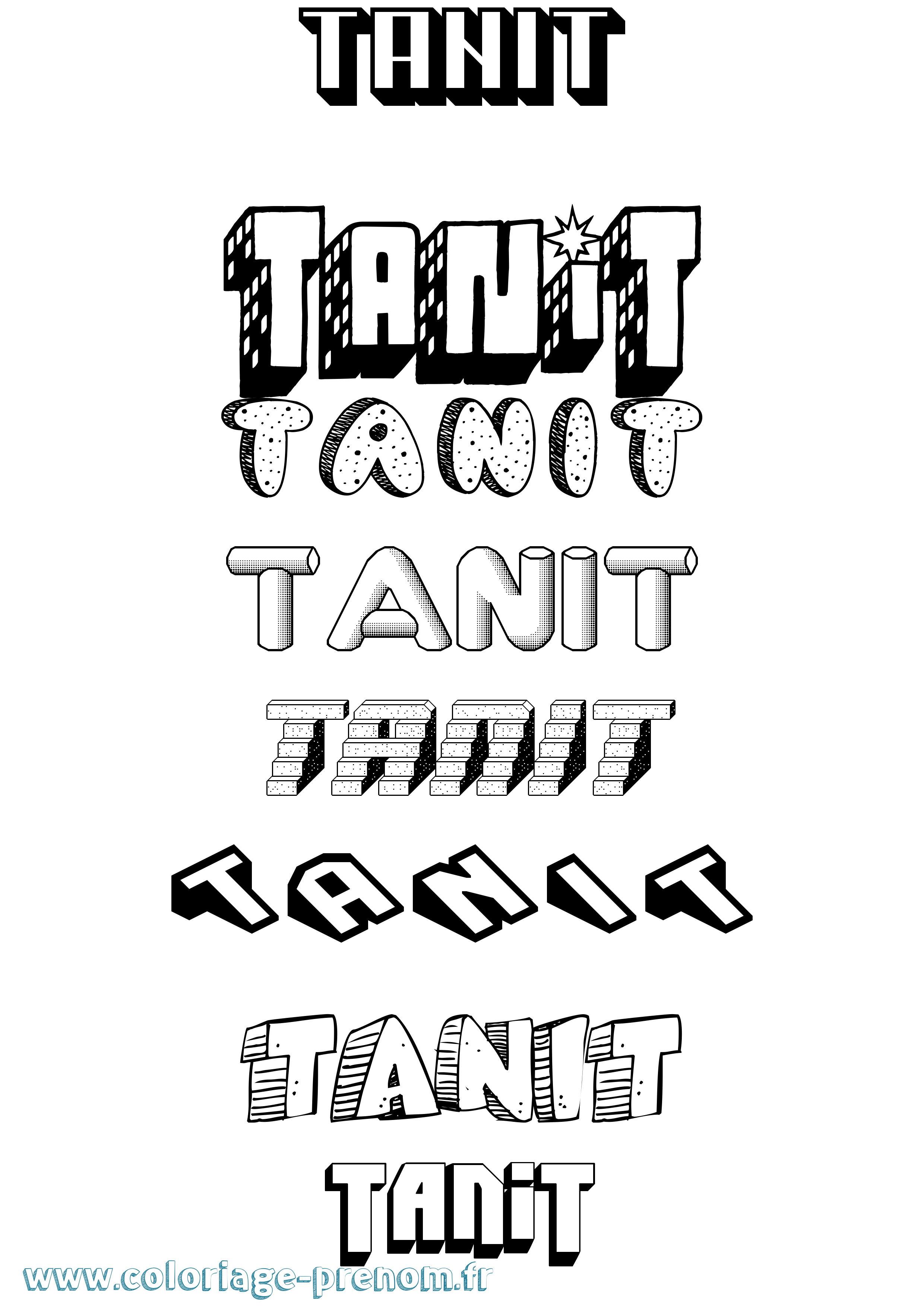 Coloriage Tanit Effet 3D Coloriage prénom Tanit Effet 3D