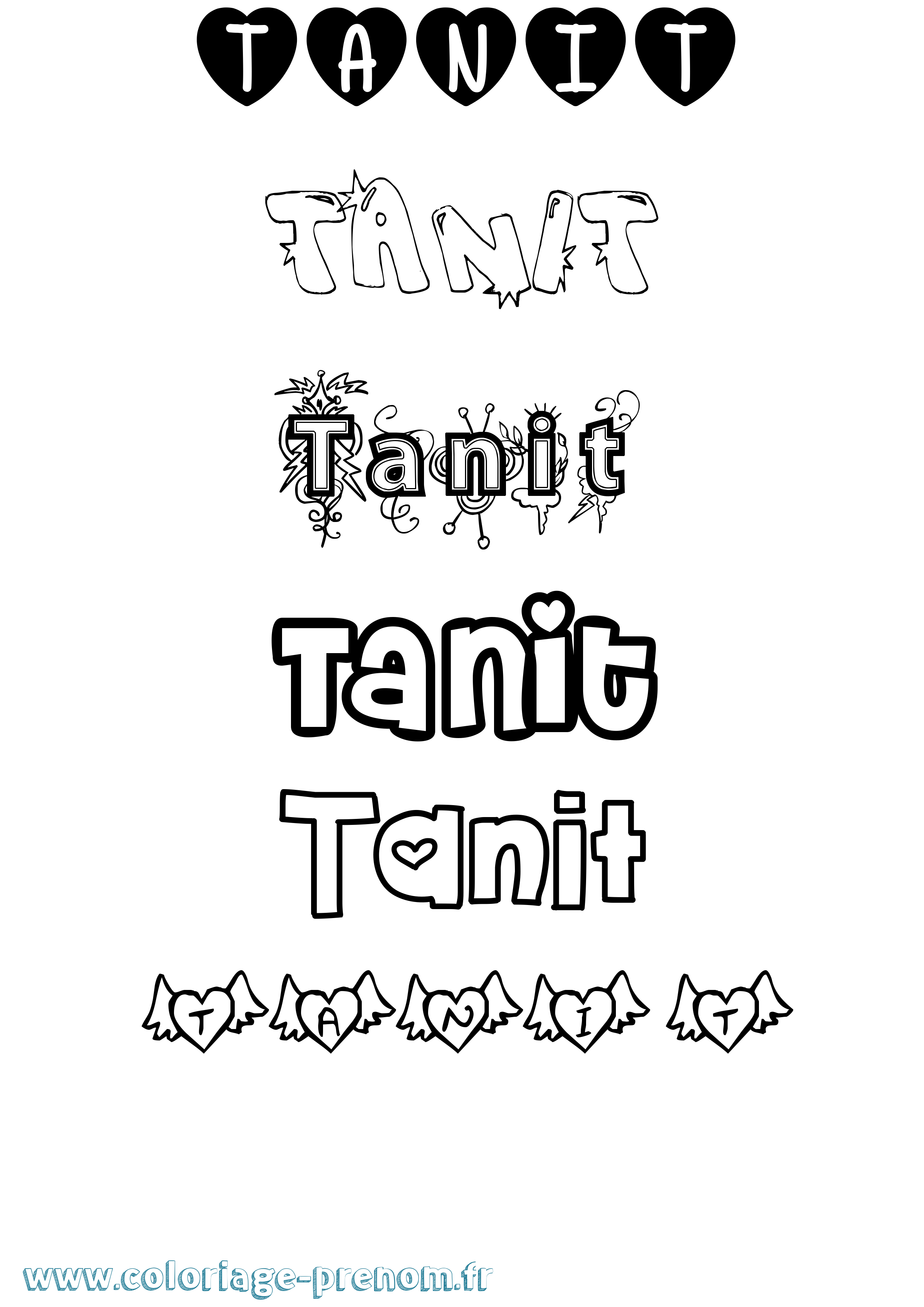Coloriage Tanit Girly Coloriage prénom Tanit Girly