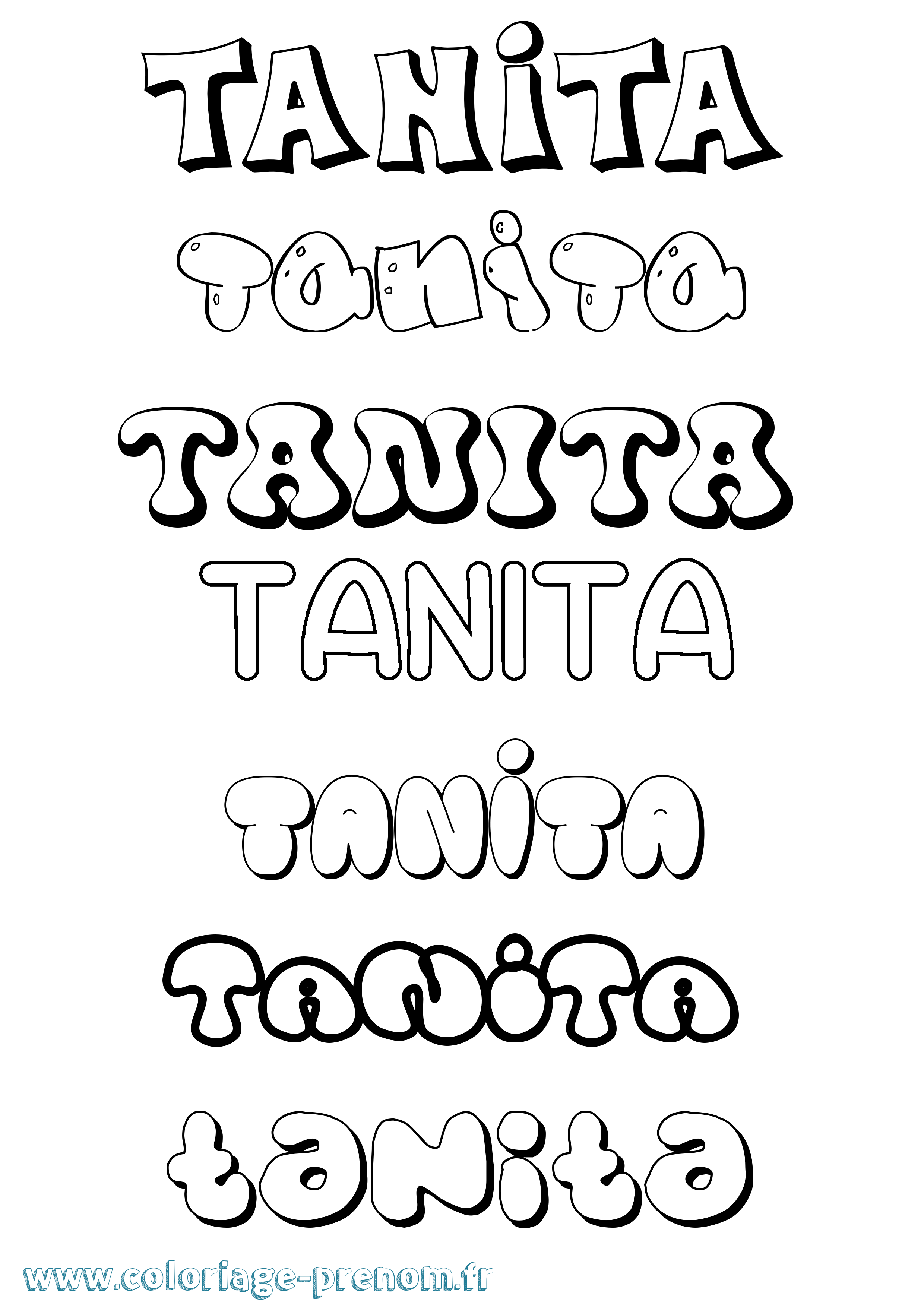 Coloriage prénom Tanita Bubble