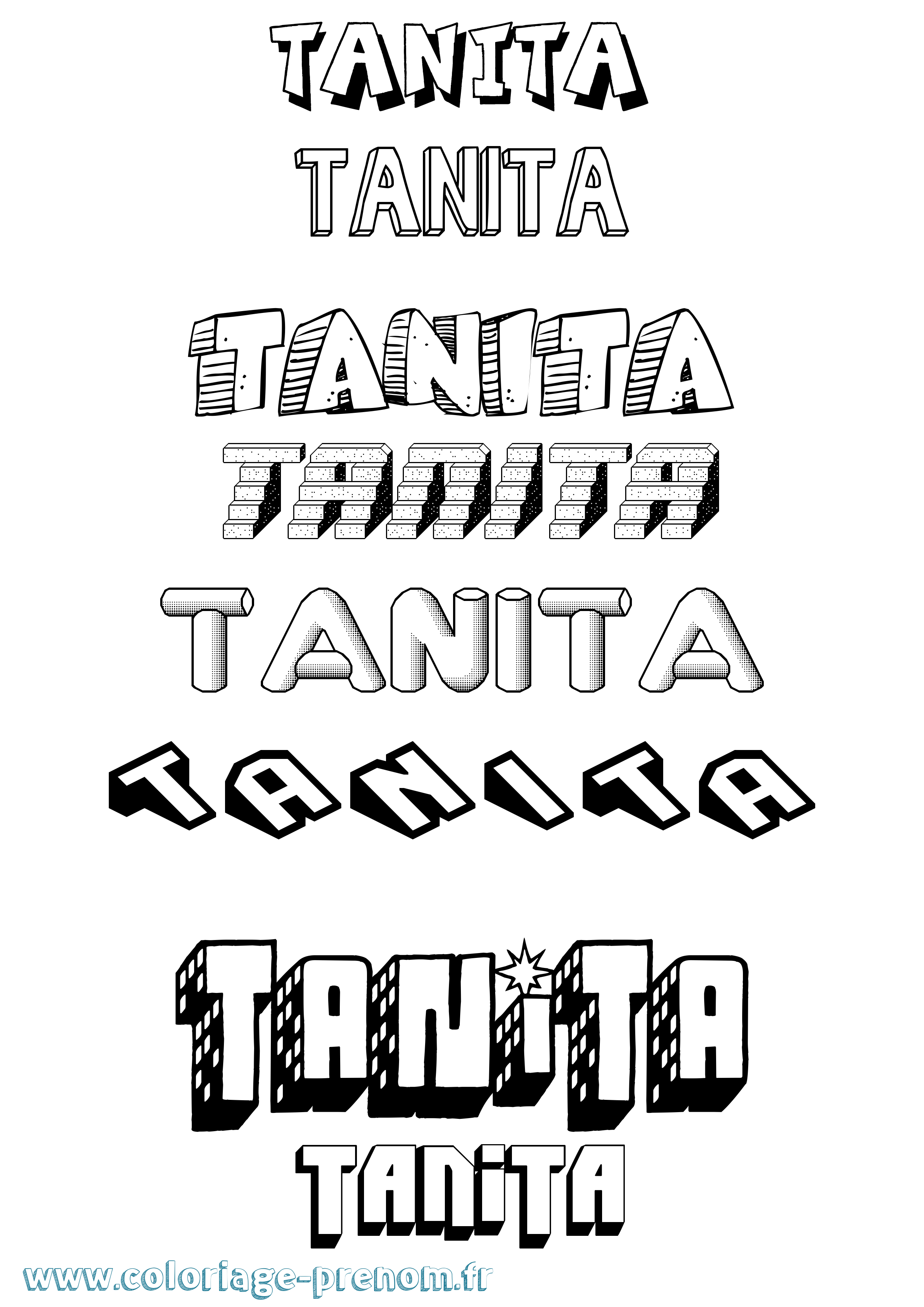 Coloriage prénom Tanita Effet 3D