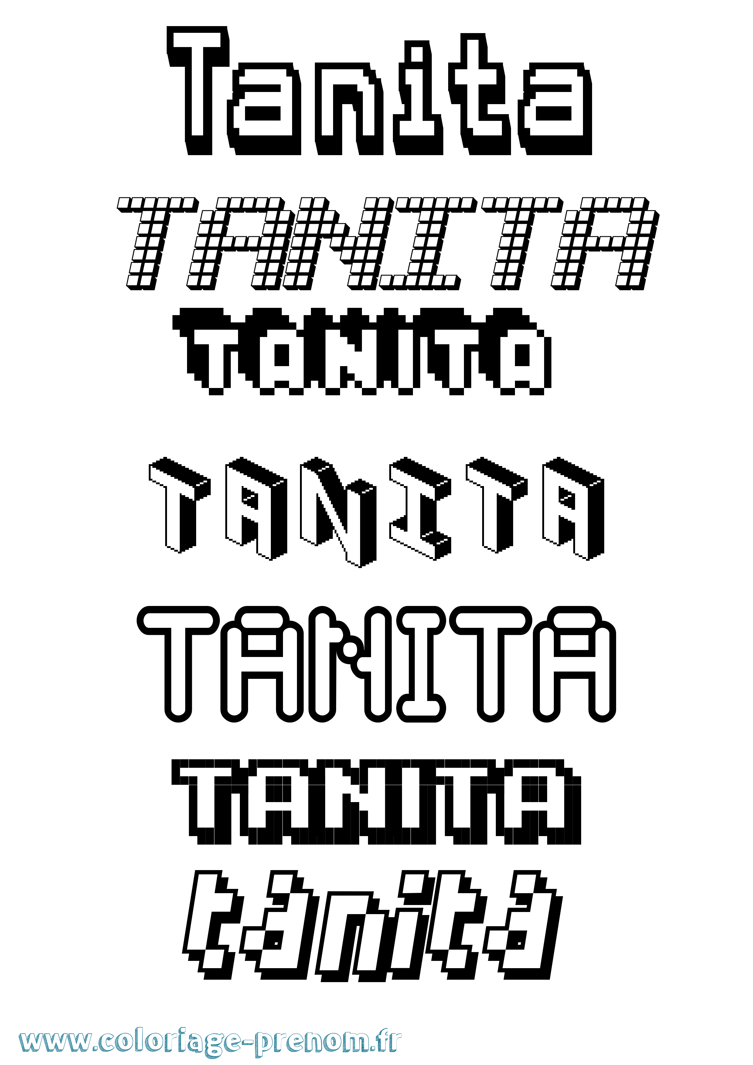Coloriage prénom Tanita Pixel