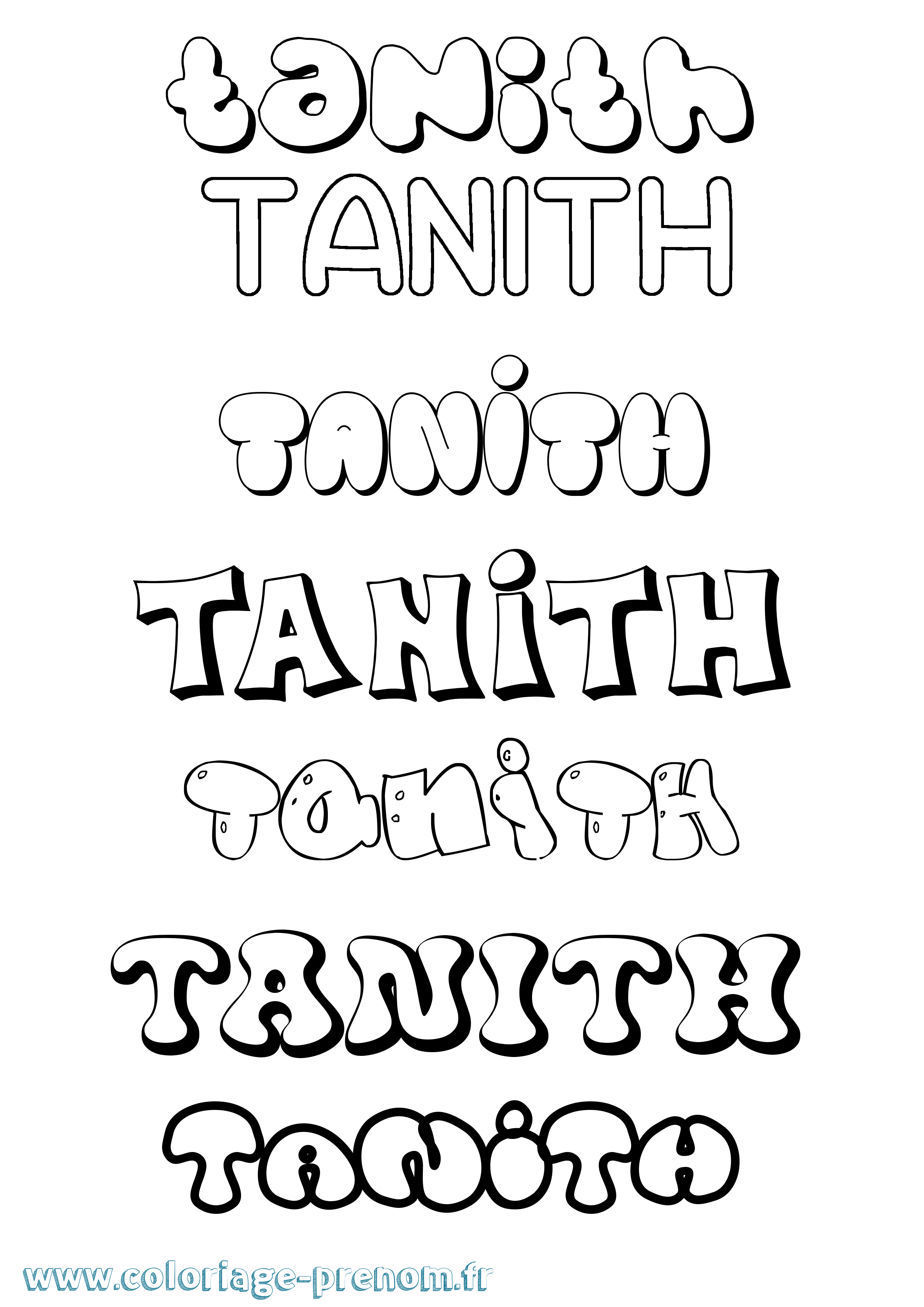 Coloriage prénom Tanith Bubble
