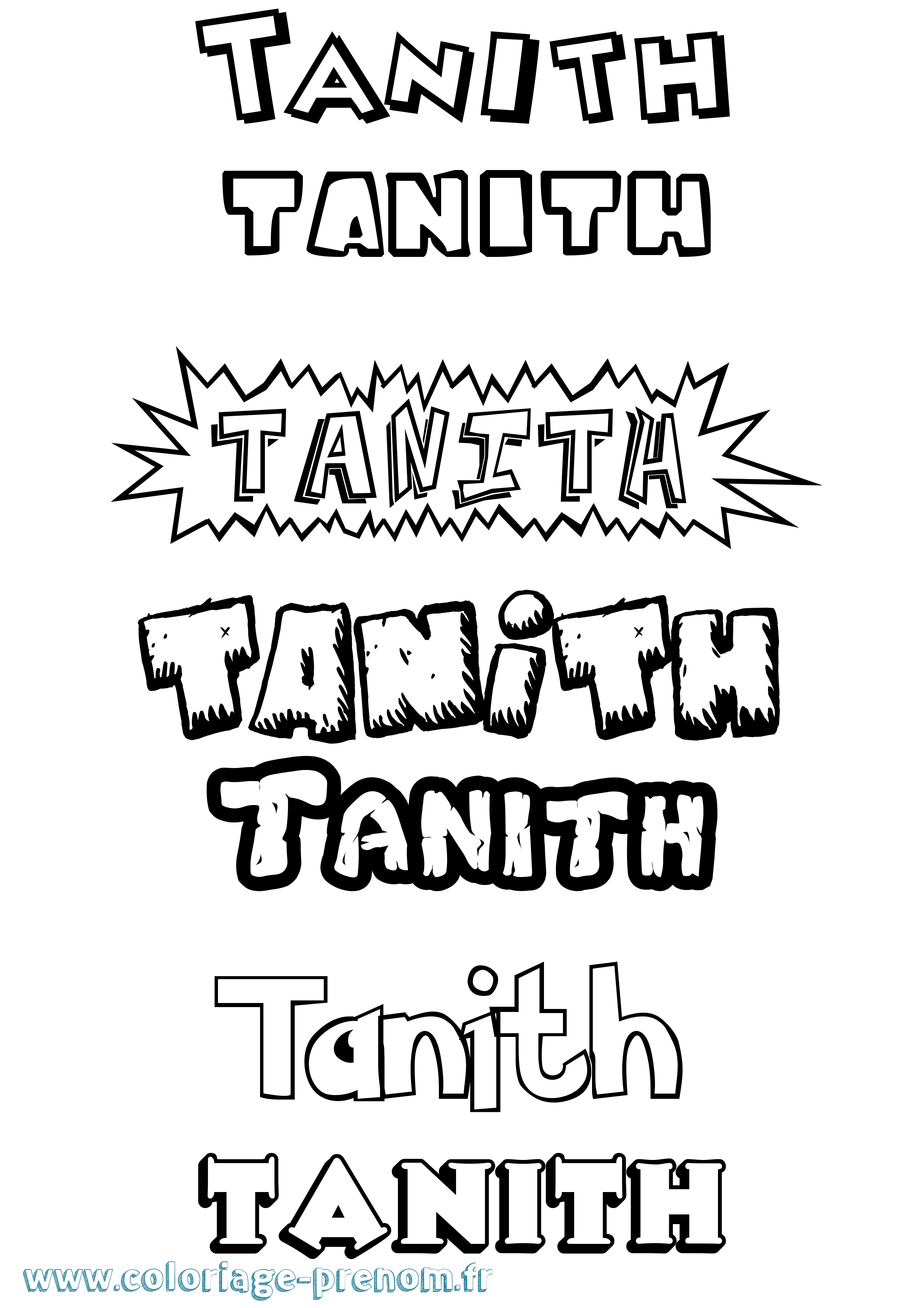 Coloriage prénom Tanith Dessin Animé