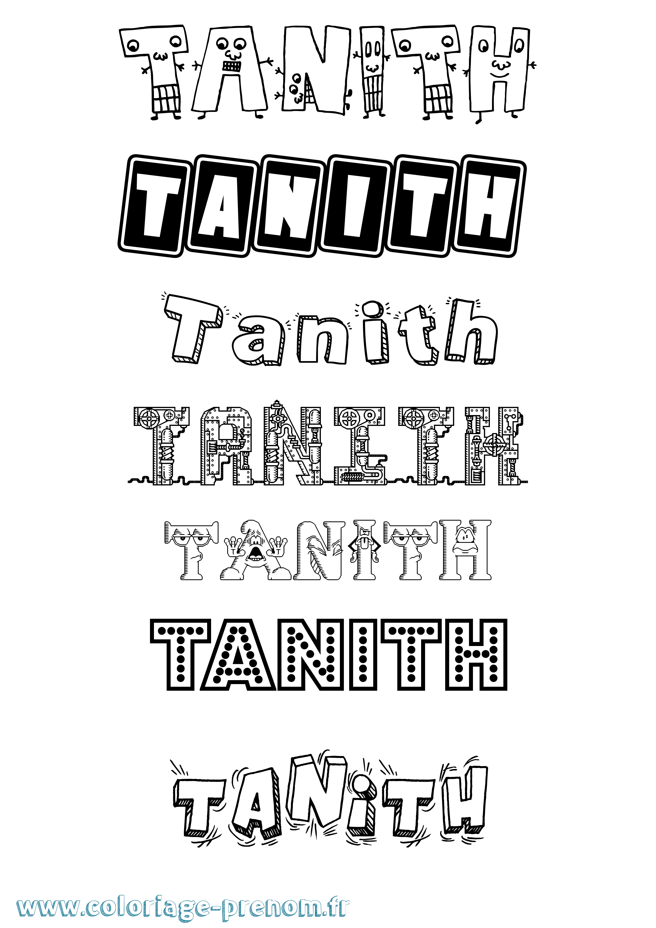 Coloriage prénom Tanith Fun