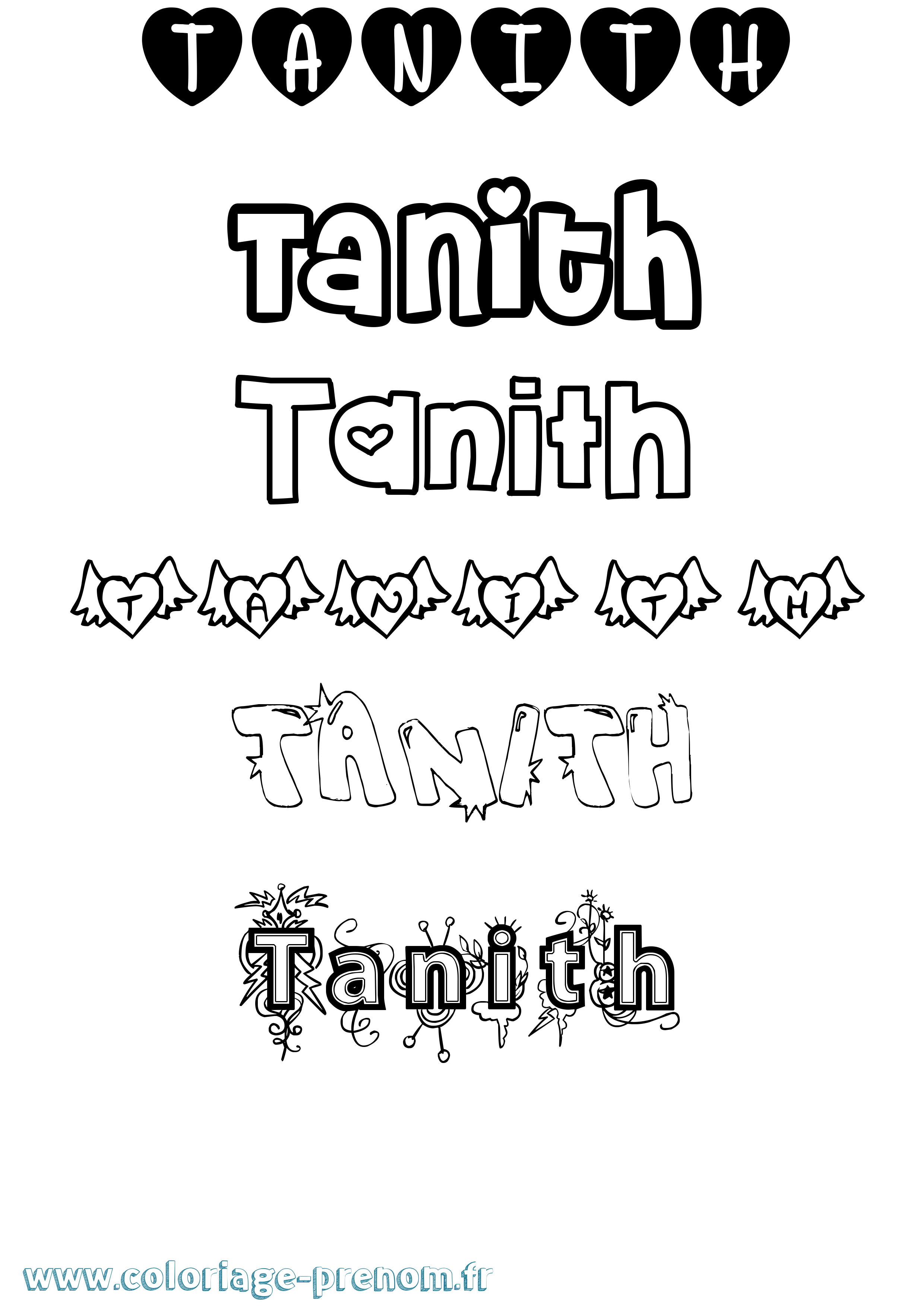 Coloriage prénom Tanith Girly