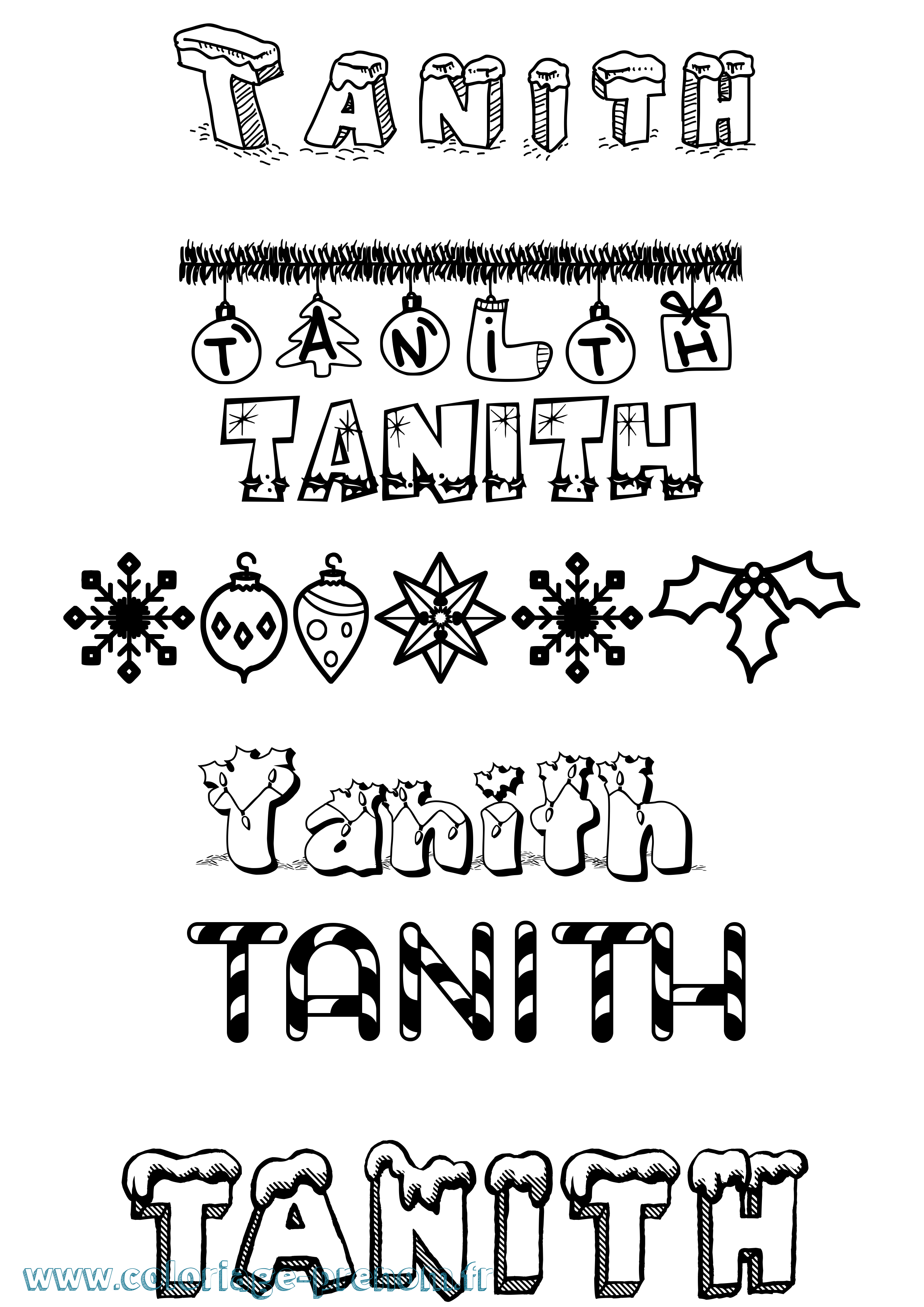 Coloriage prénom Tanith Noël