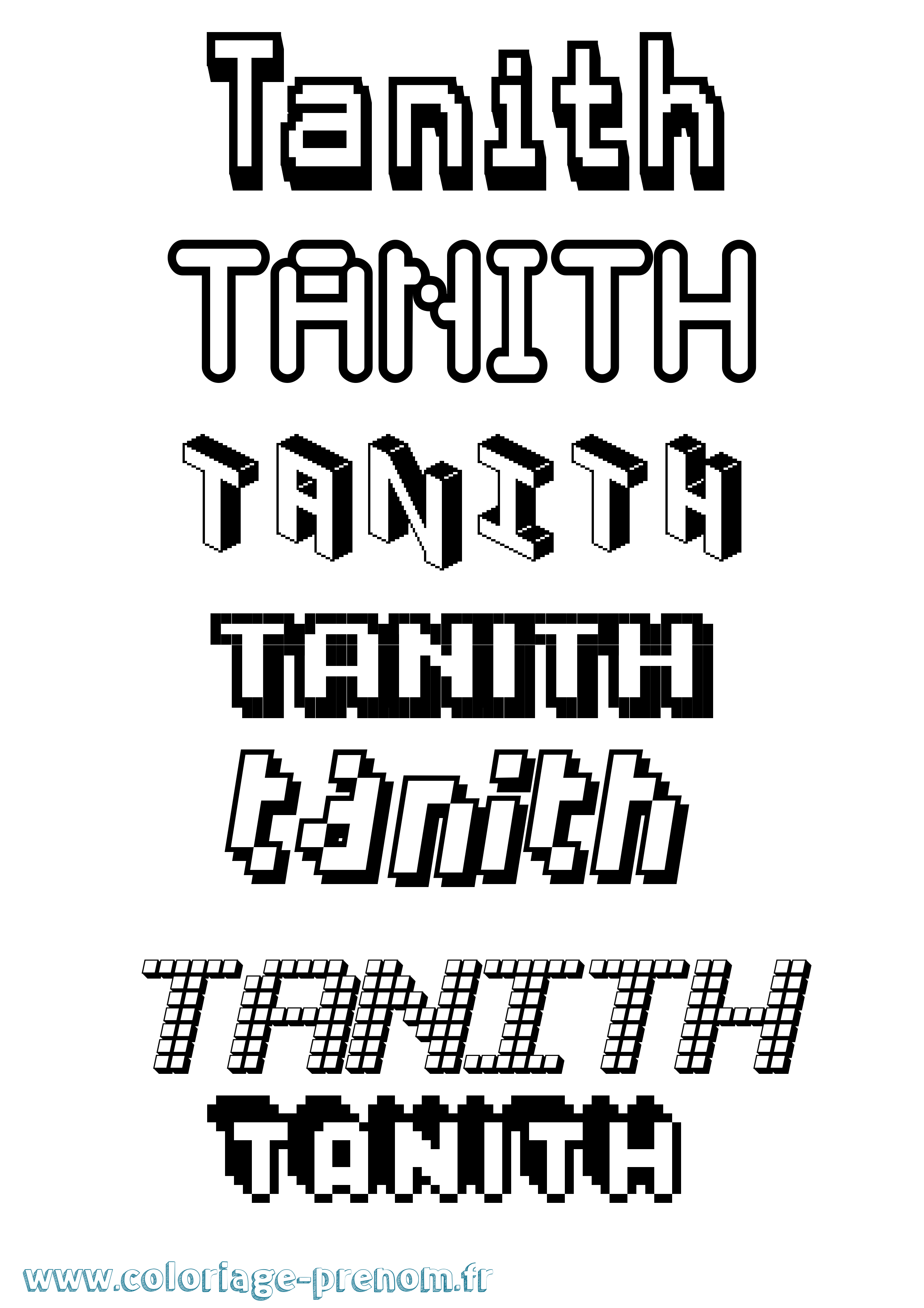 Coloriage prénom Tanith Pixel