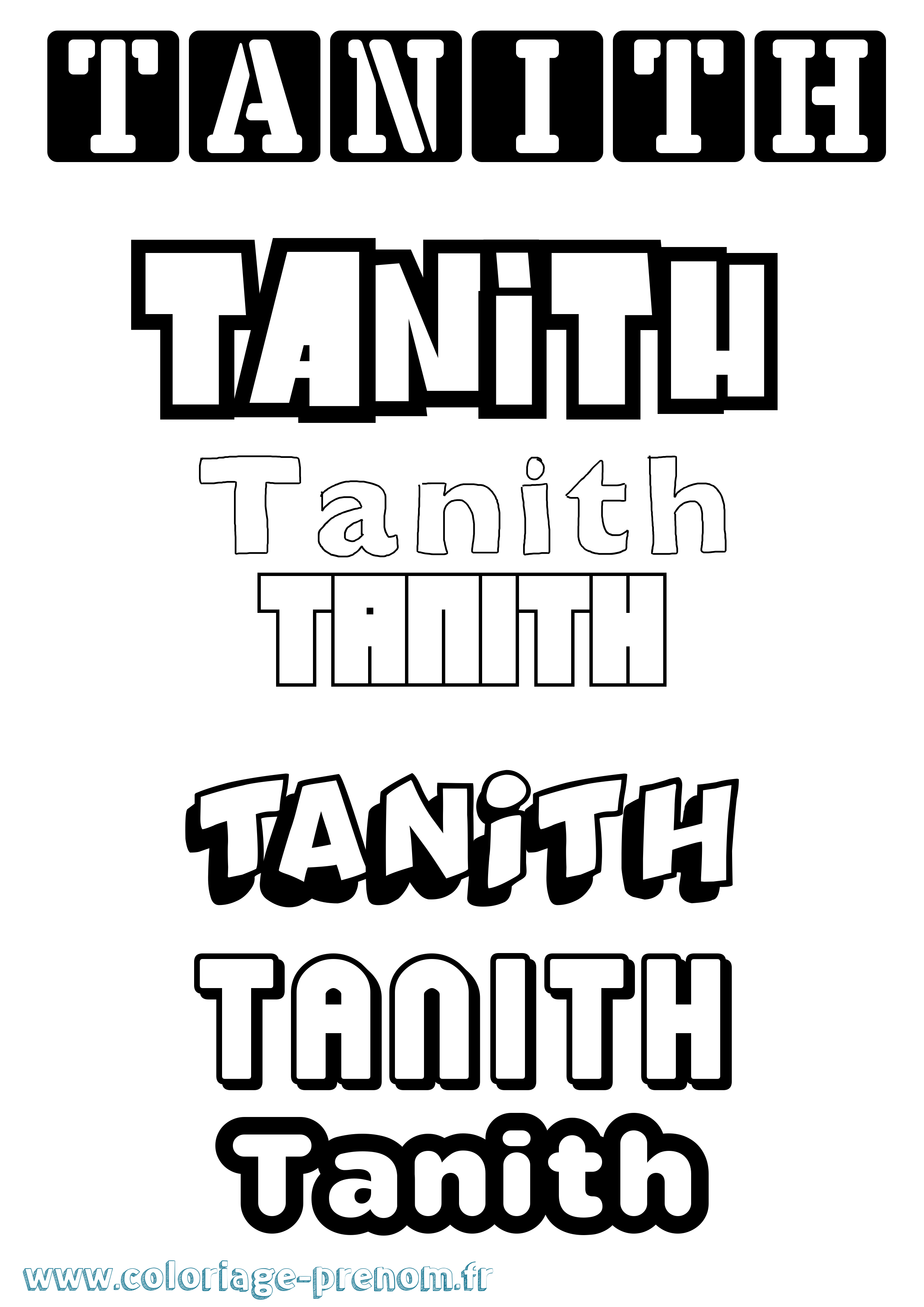 Coloriage prénom Tanith Simple