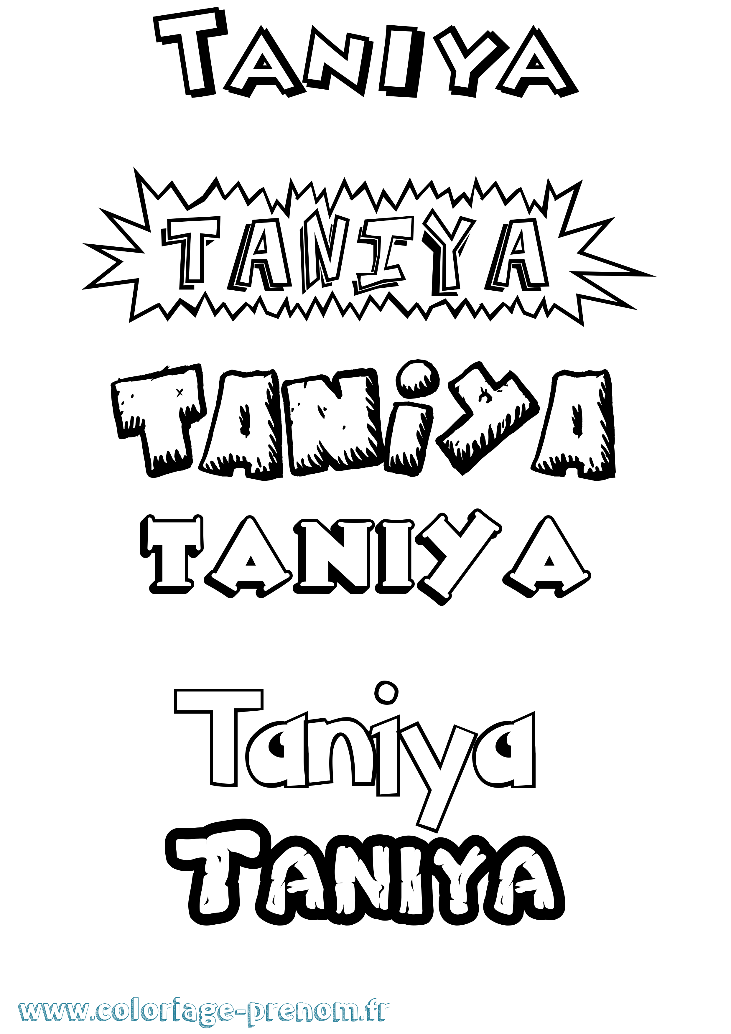 Coloriage prénom Taniya Dessin Animé