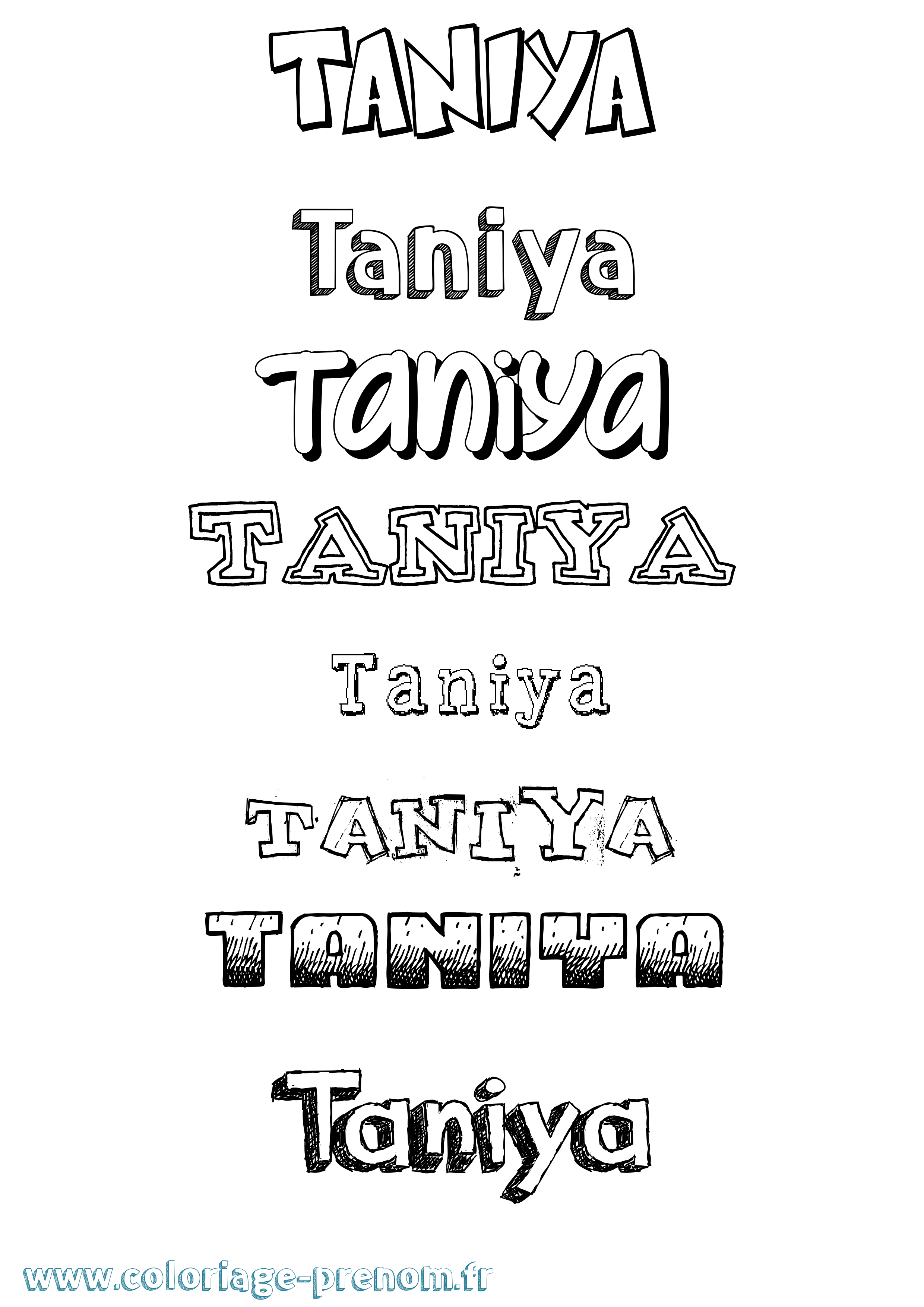 Coloriage prénom Taniya Dessiné