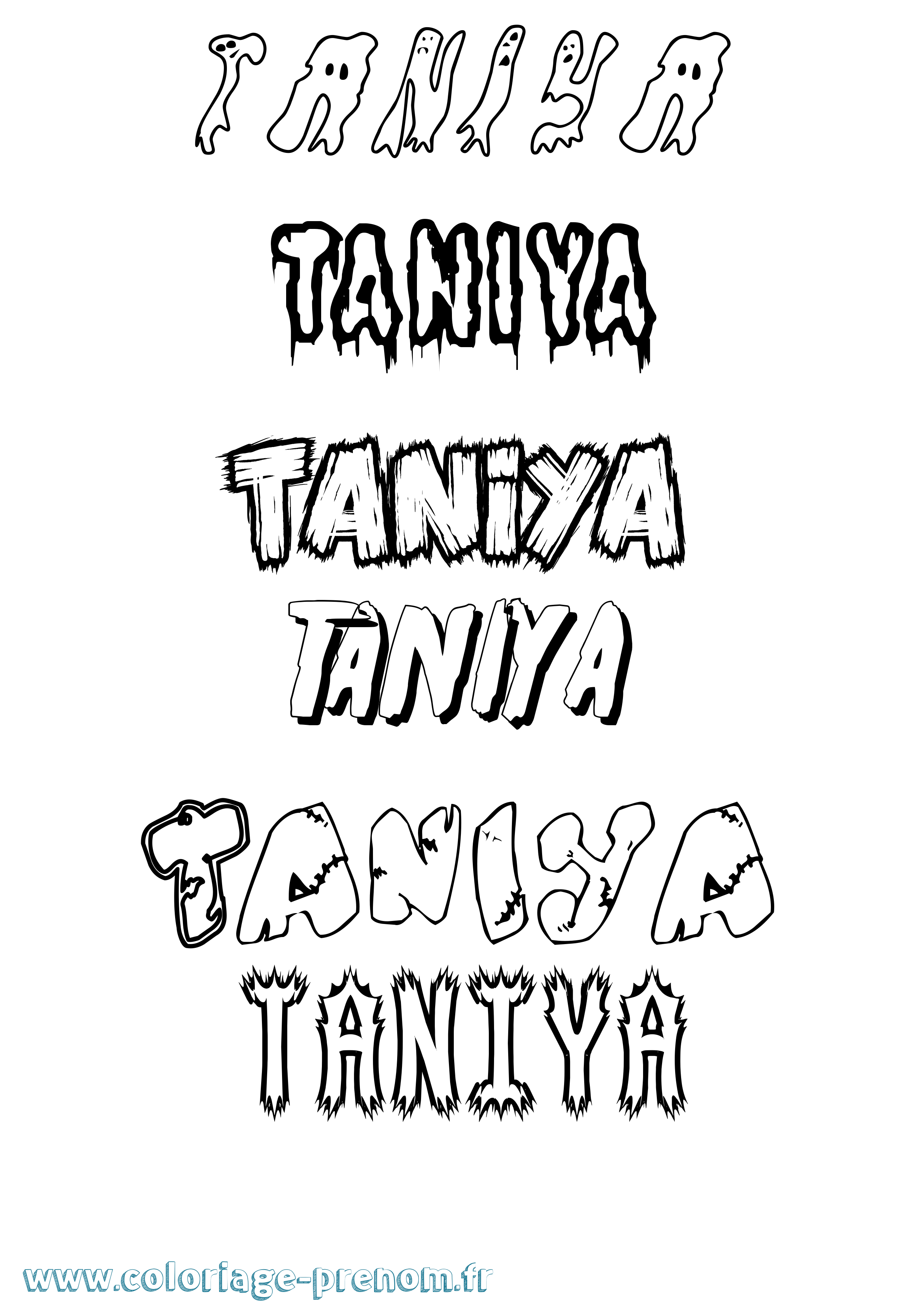 Coloriage prénom Taniya Frisson