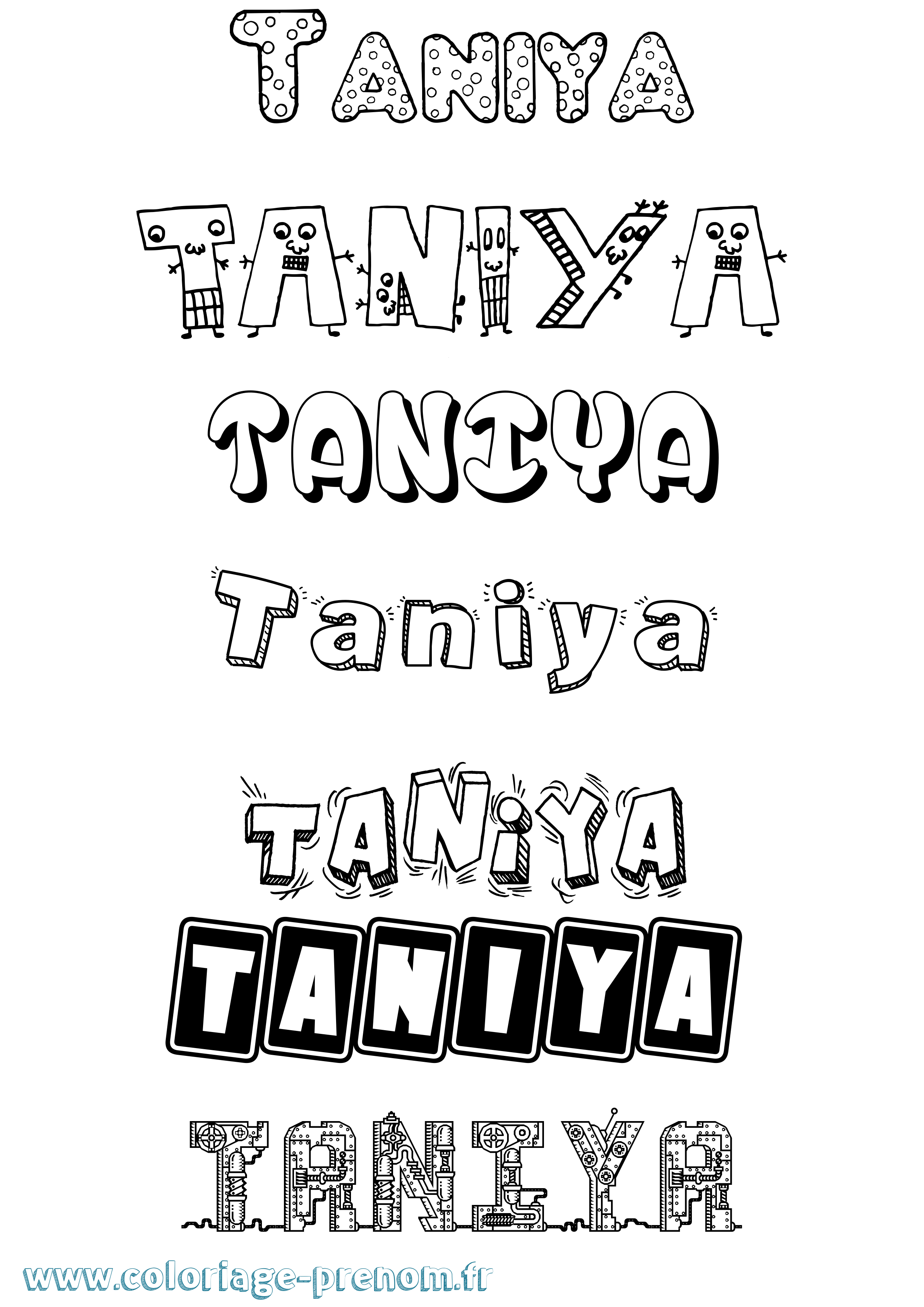 Coloriage prénom Taniya Fun