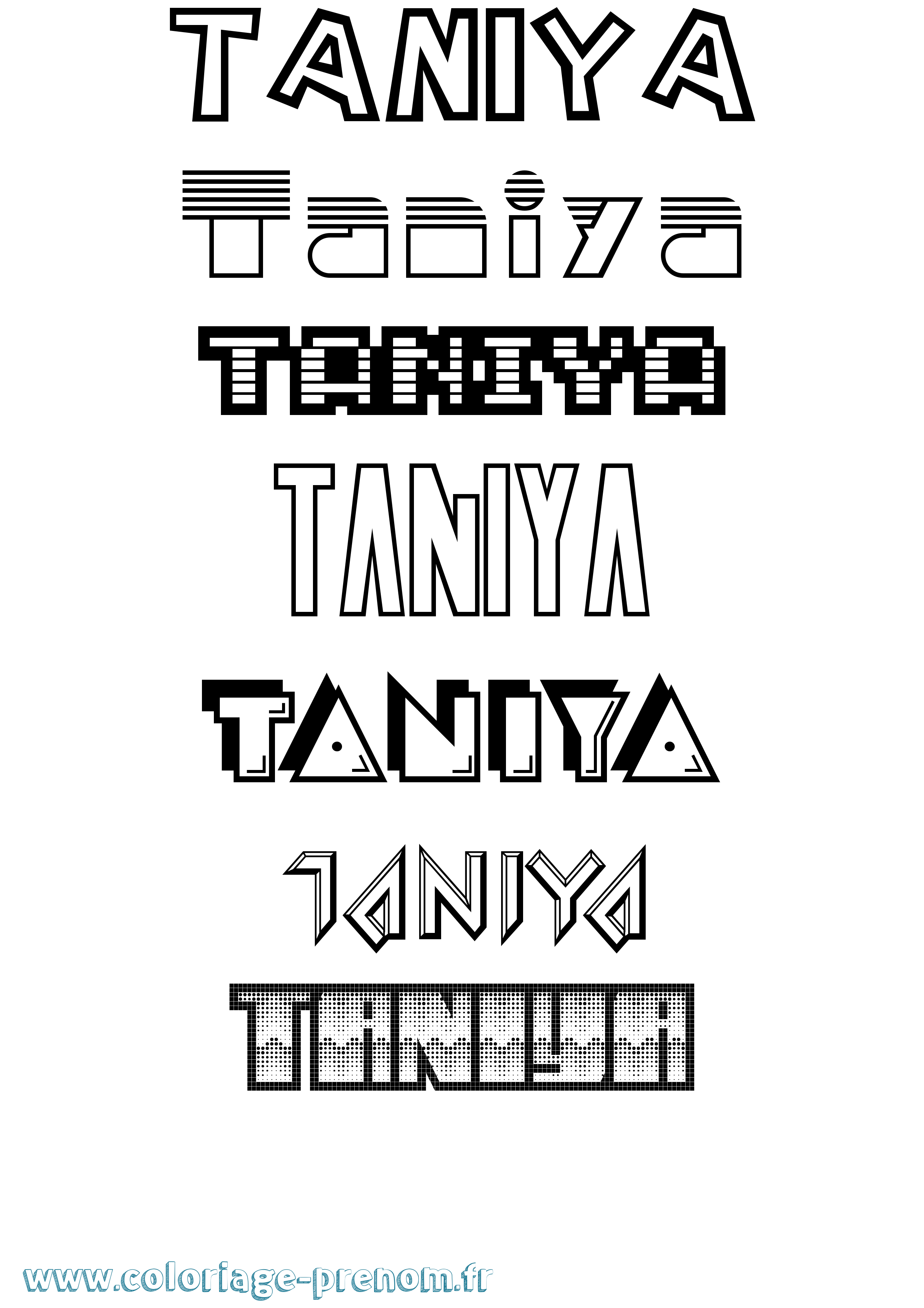 Coloriage prénom Taniya Jeux Vidéos