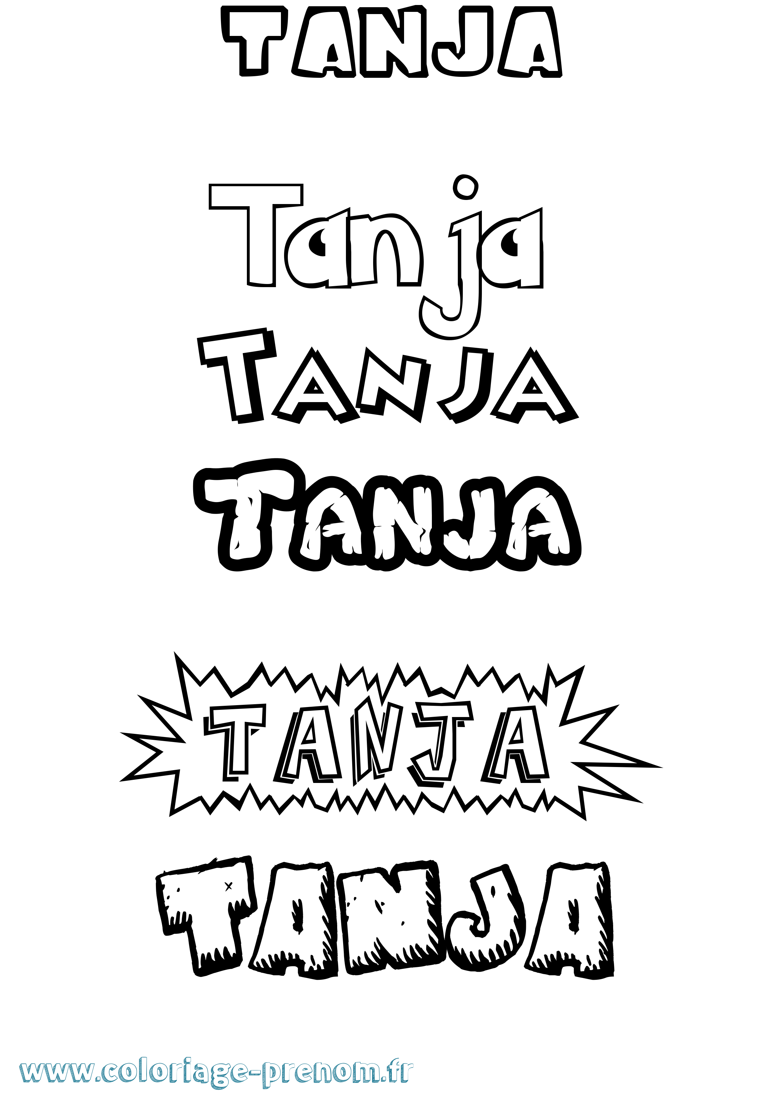 Coloriage prénom Tanja Dessin Animé