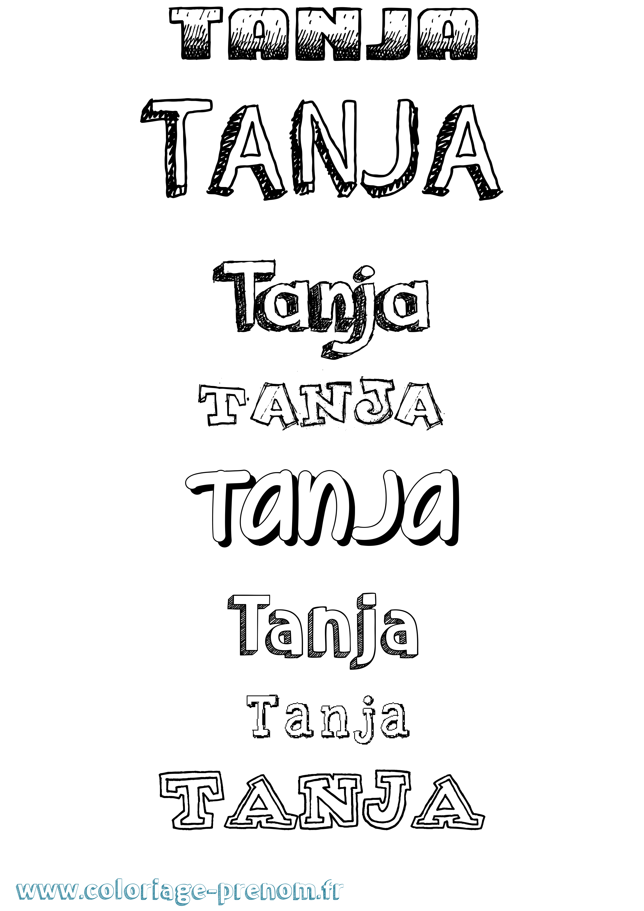 Coloriage prénom Tanja Dessiné