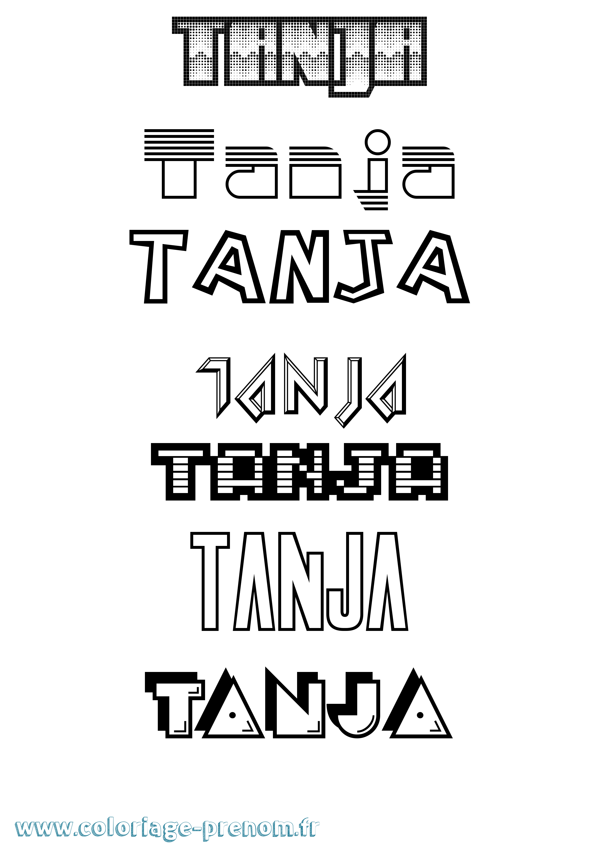 Coloriage prénom Tanja Jeux Vidéos