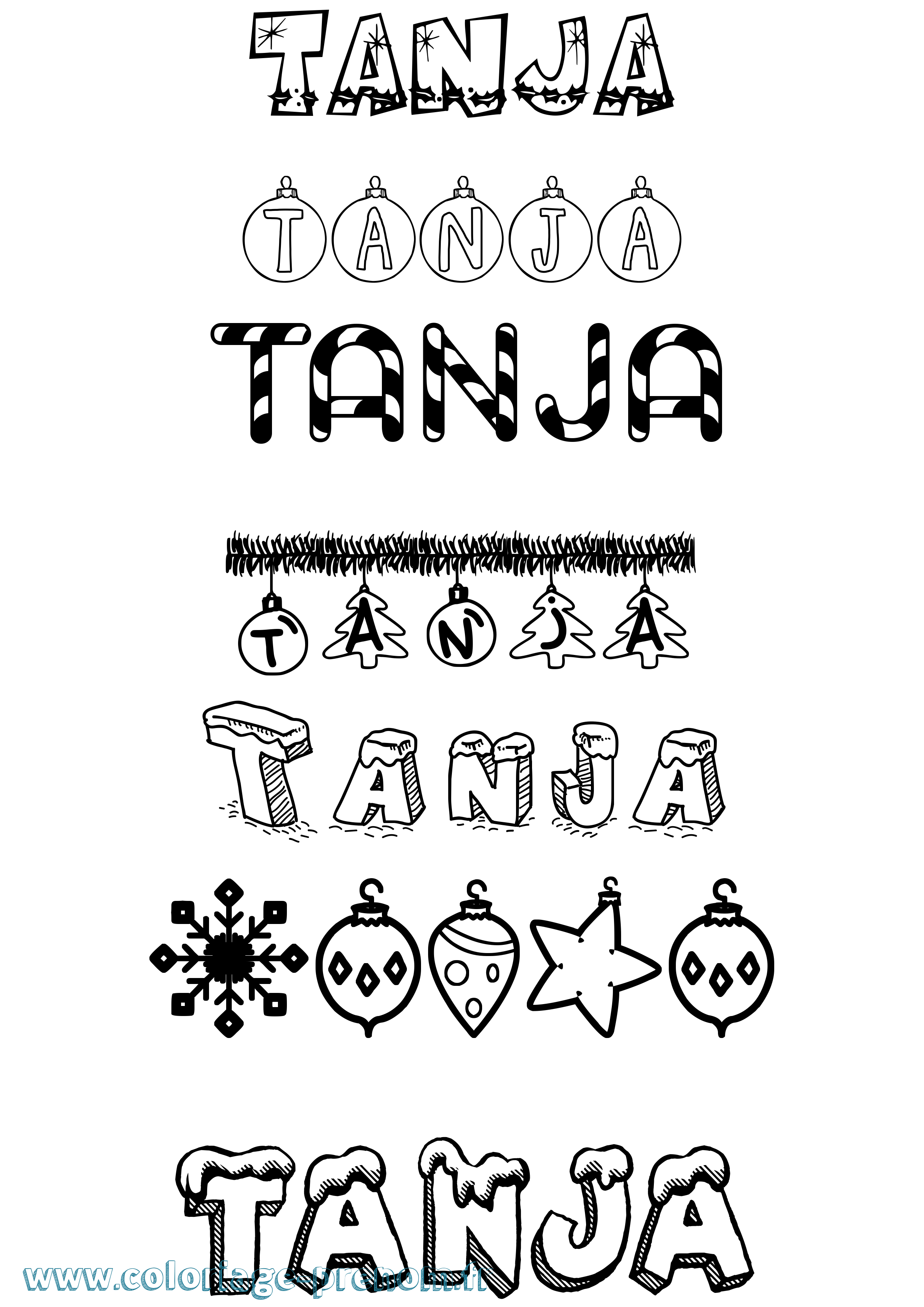 Coloriage prénom Tanja Noël
