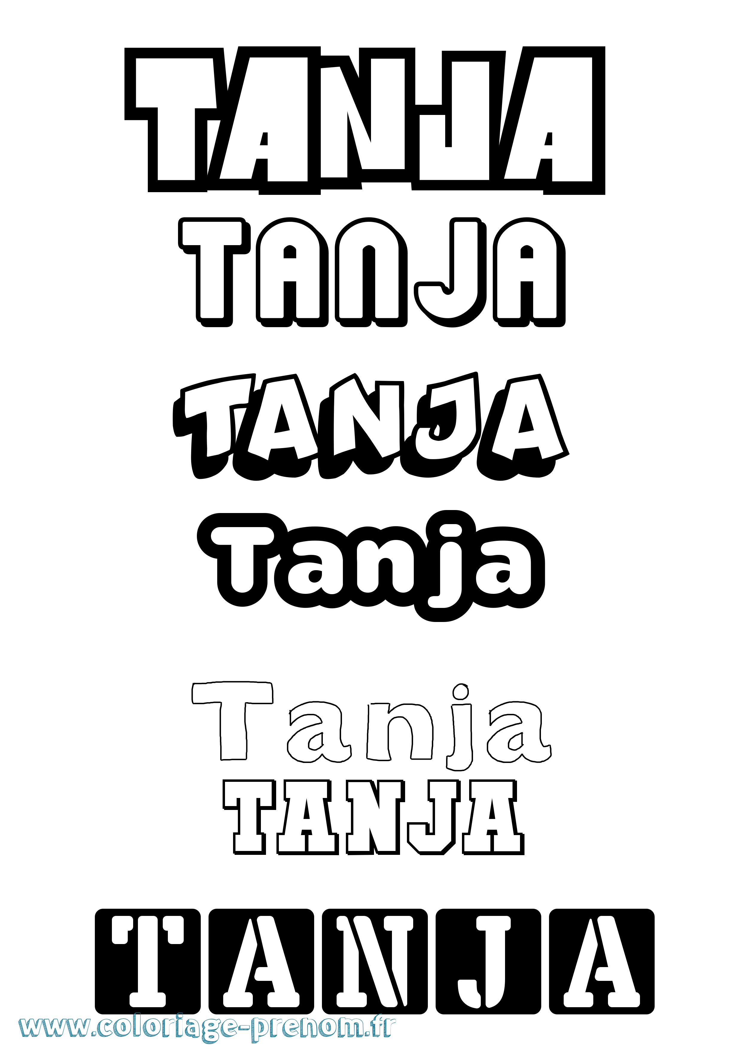 Coloriage prénom Tanja Simple