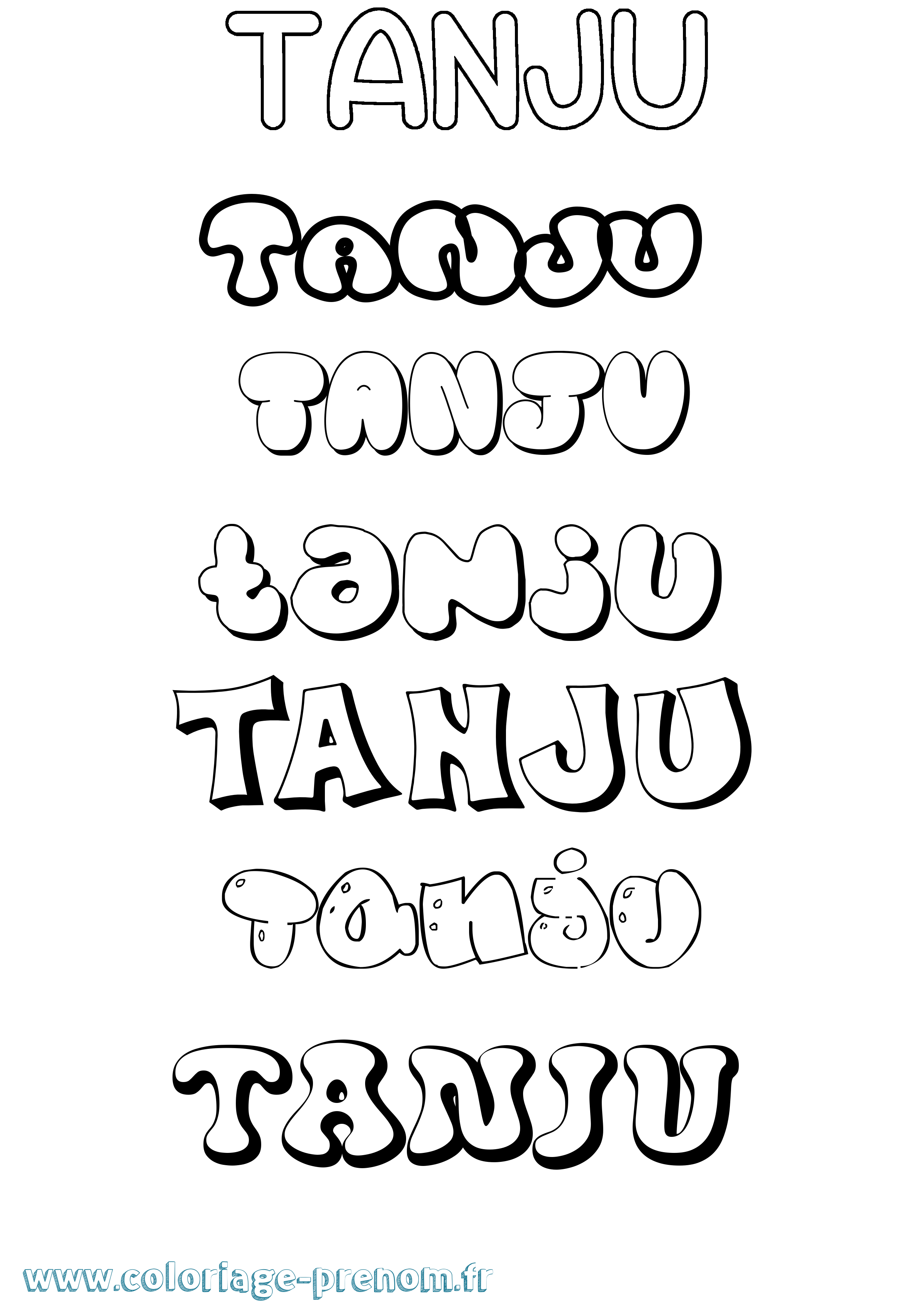 Coloriage Tanju Bubble Coloriage prénom Tanju Bubble