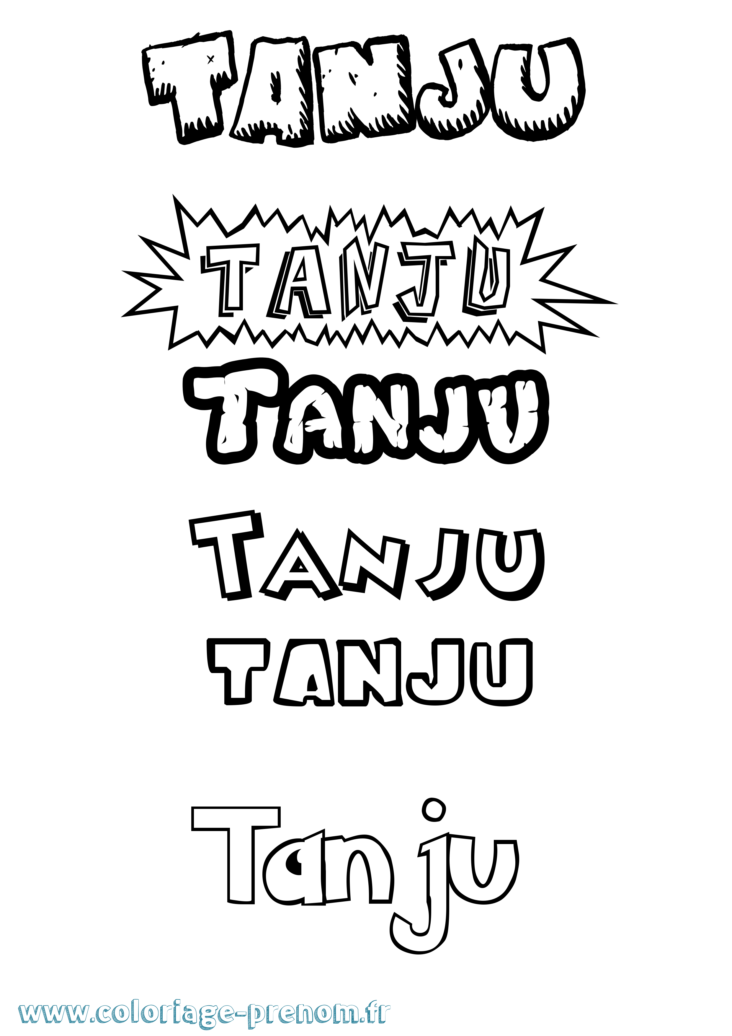 Coloriage Tanju Dessin Animé Coloriage prénom Tanju Dessin Animé