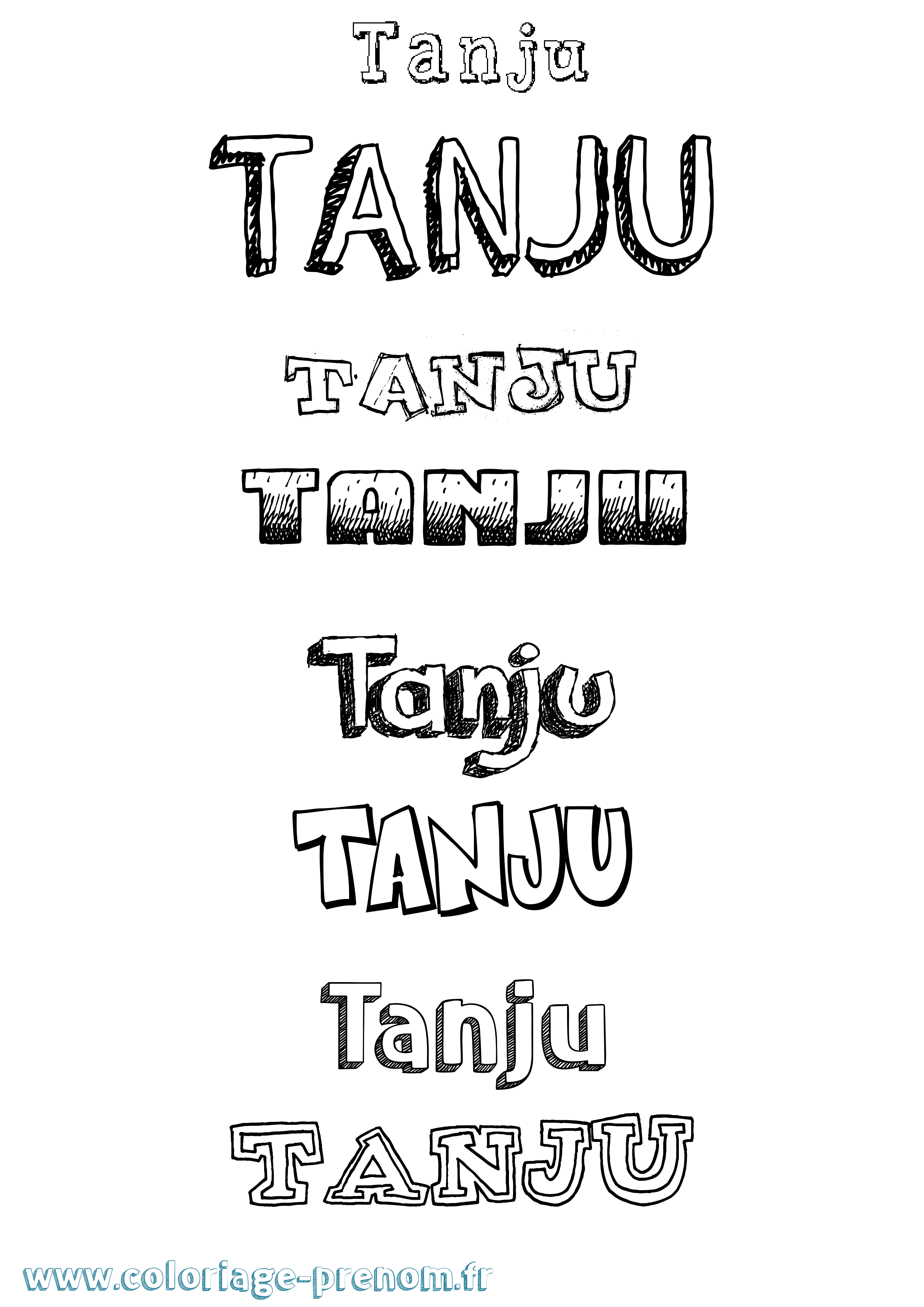 Coloriage prénom Tanju Dessiné