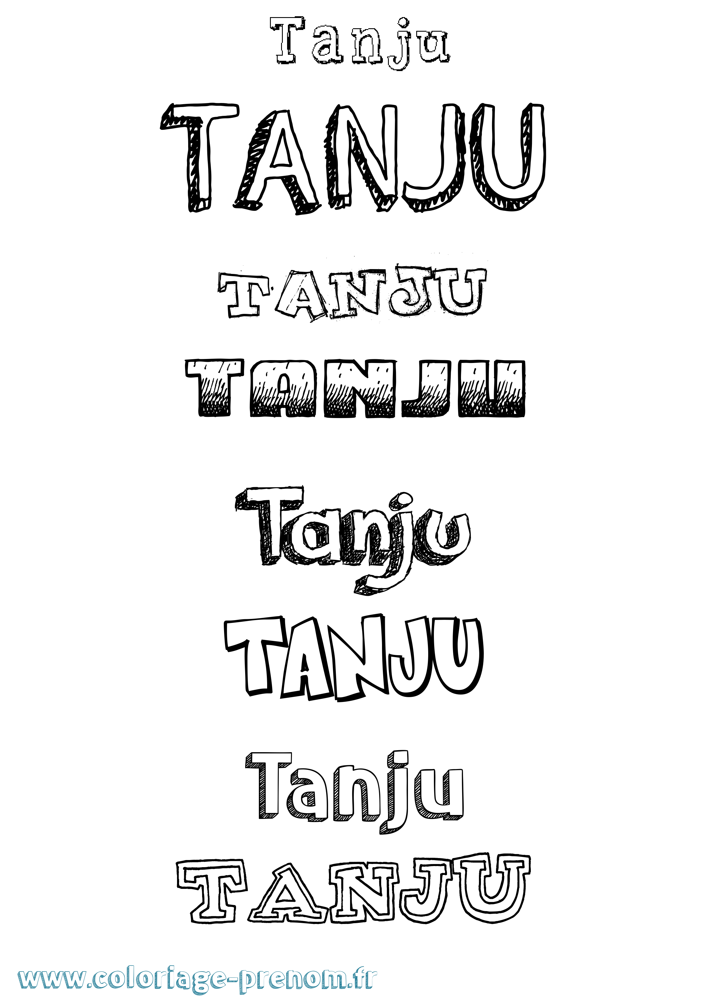 Coloriage Tanju Dessiné Coloriage prénom Tanju Dessiné