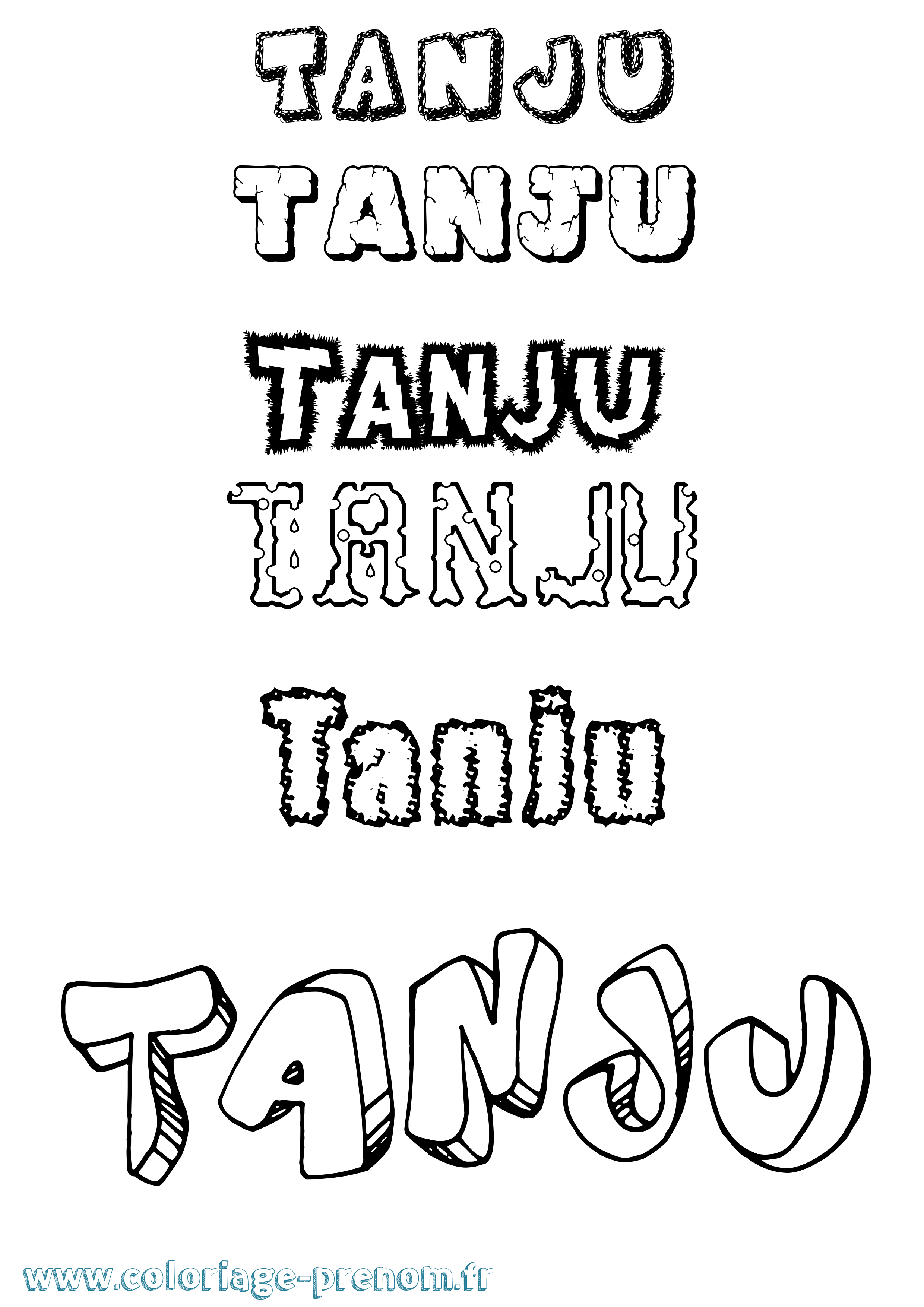 Coloriage Tanju Destructuré Coloriage prénom Tanju Destructuré