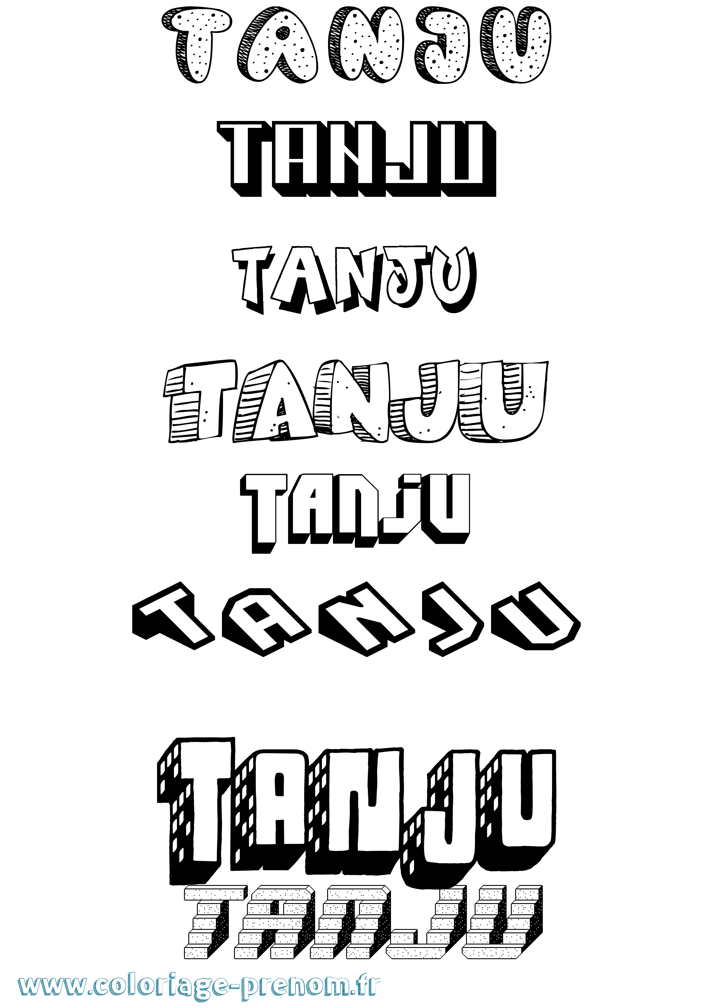 Coloriage Tanju Effet 3D Coloriage prénom Tanju Effet 3D