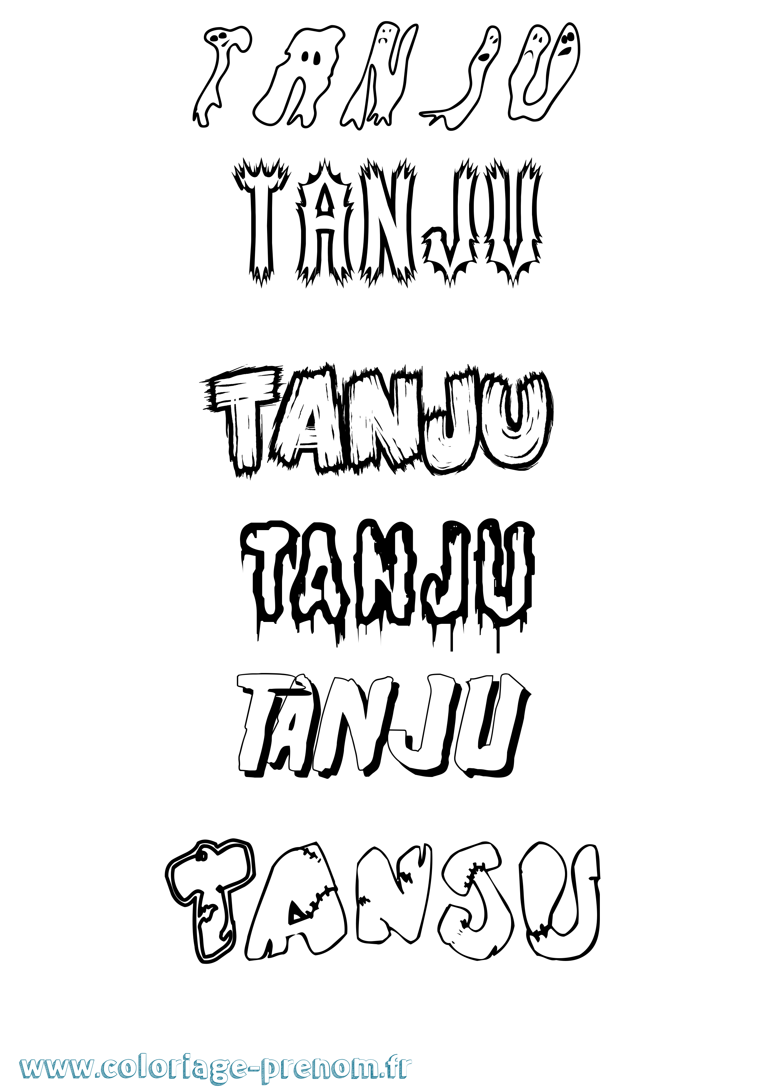 Coloriage Tanju Frisson Coloriage prénom Tanju Frisson