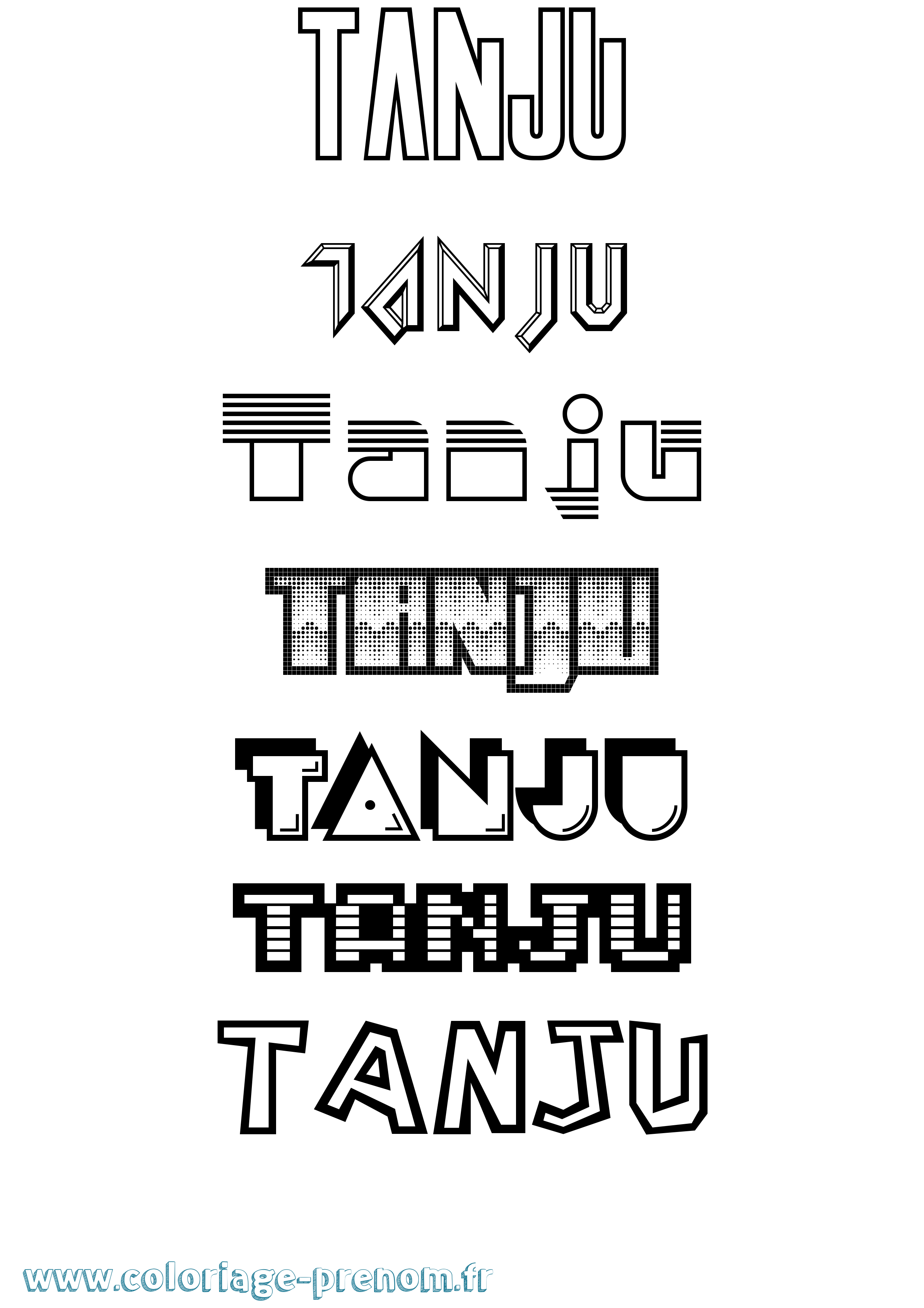 Coloriage prénom Tanju Jeux Vidéos