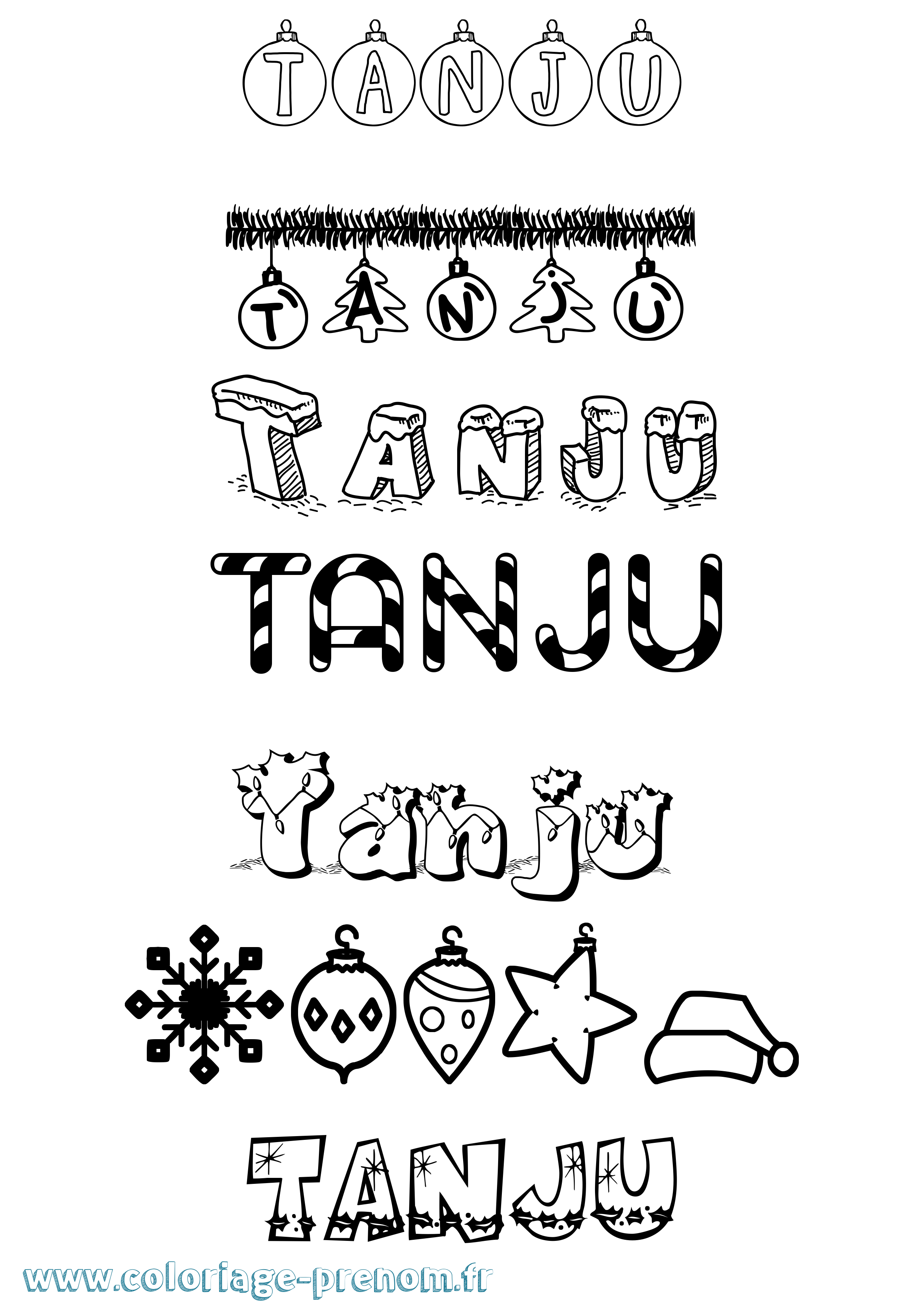 Coloriage prénom Tanju Noël