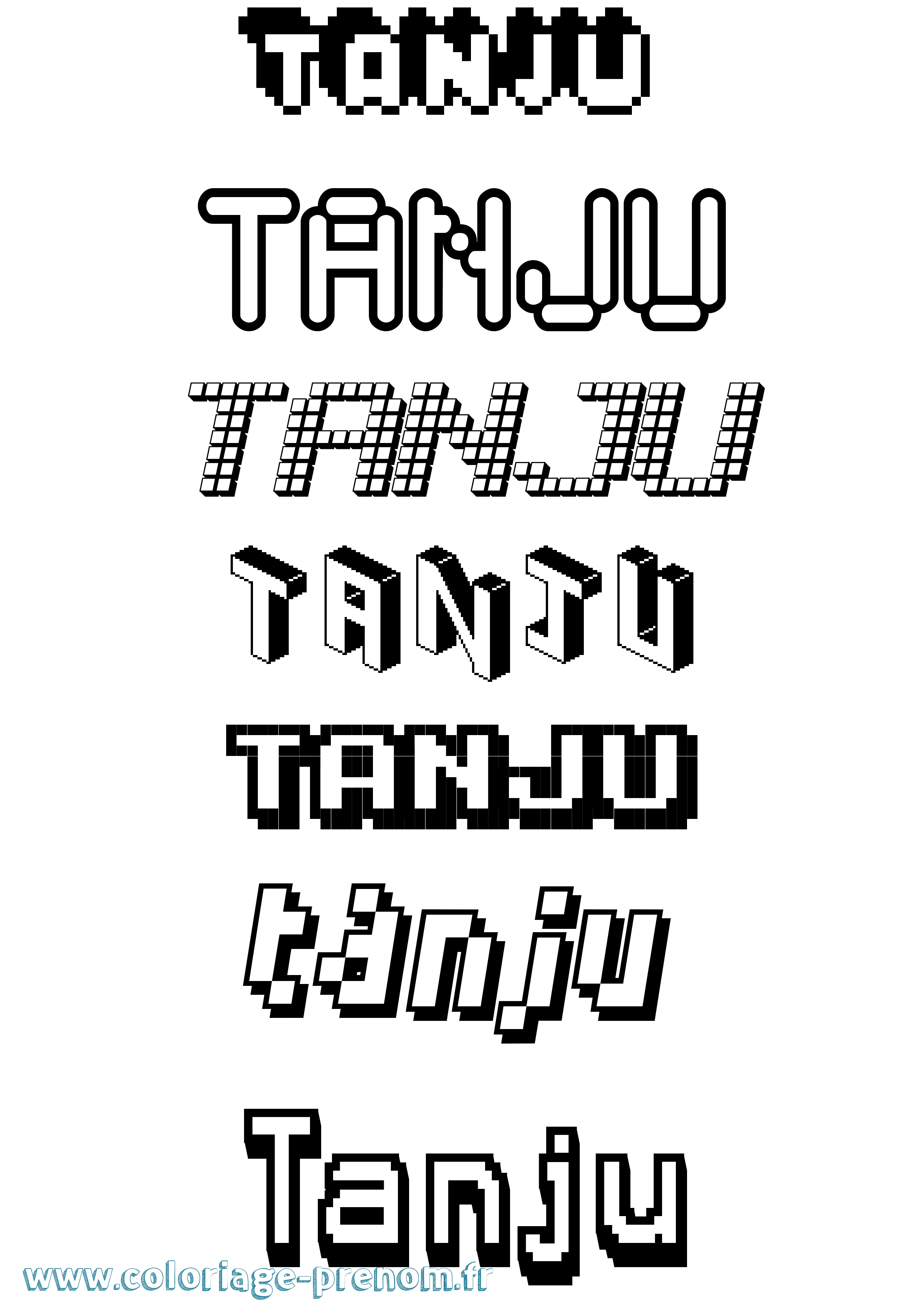Coloriage Tanju Pixel Coloriage prénom Tanju Pixel