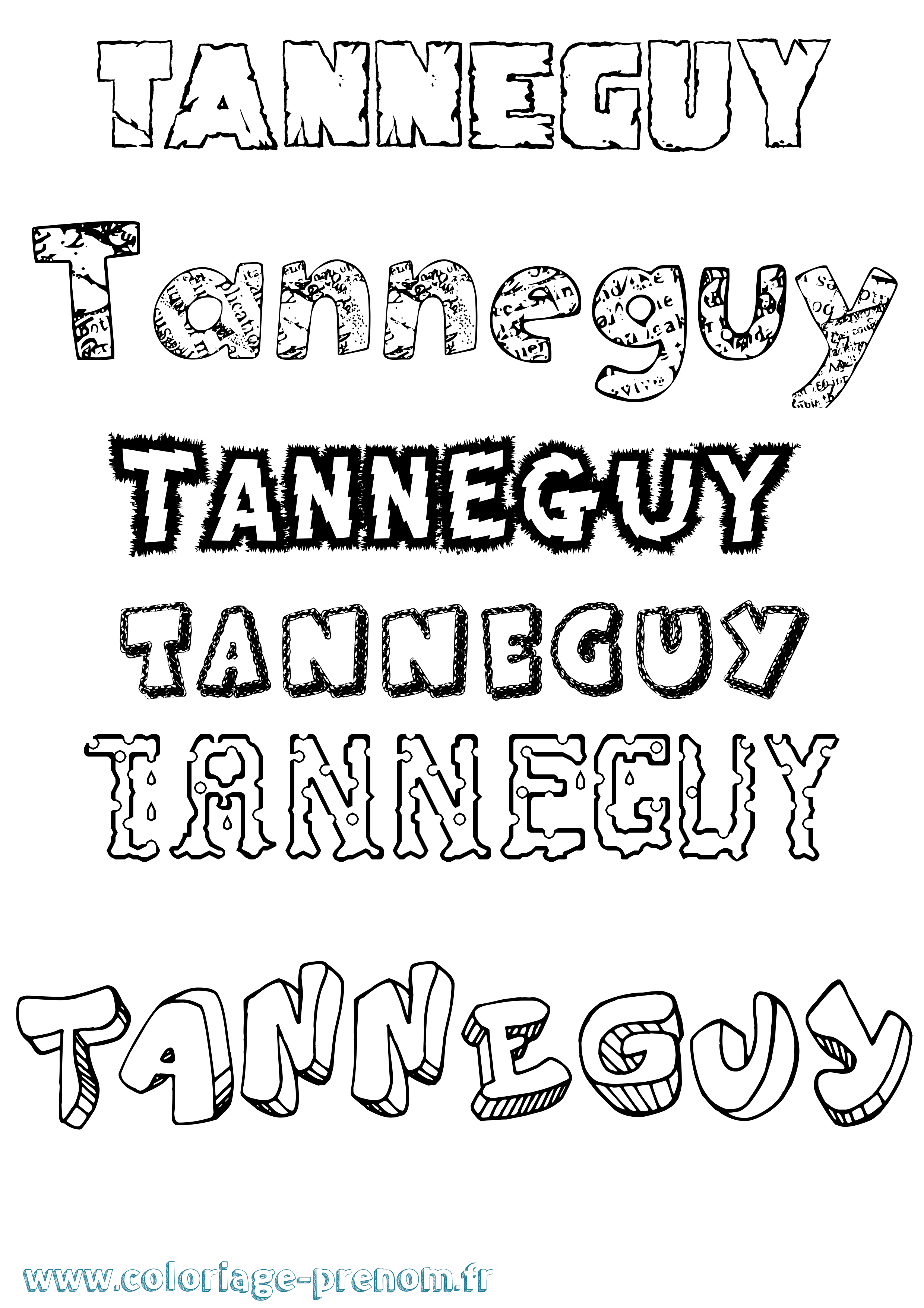 Coloriage prénom Tanneguy Destructuré