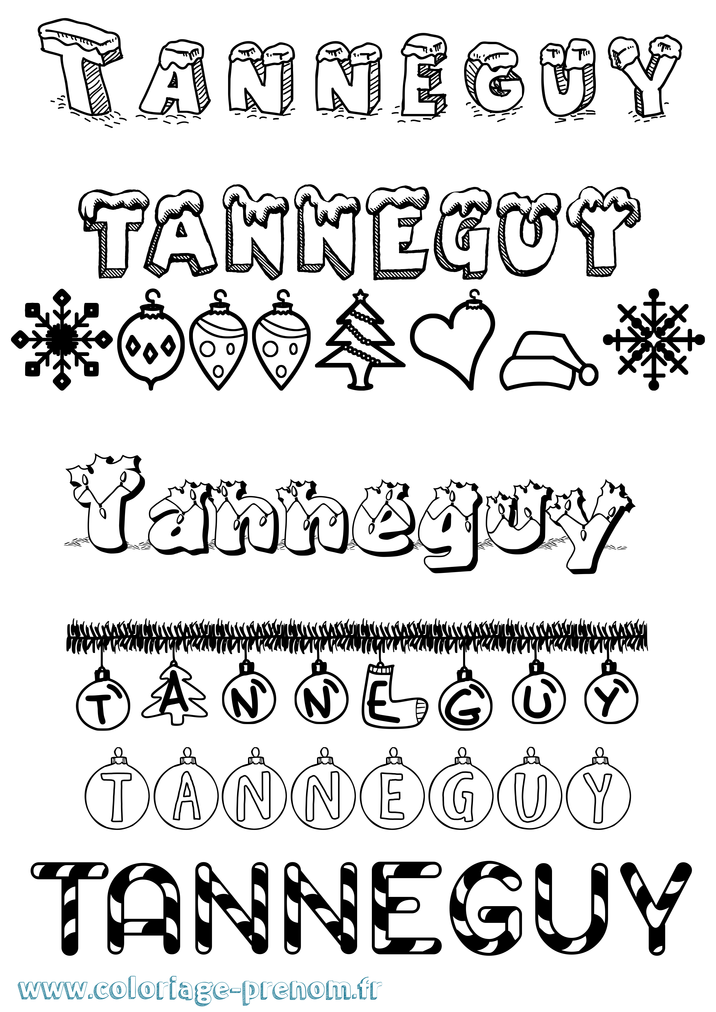 Coloriage prénom Tanneguy Noël