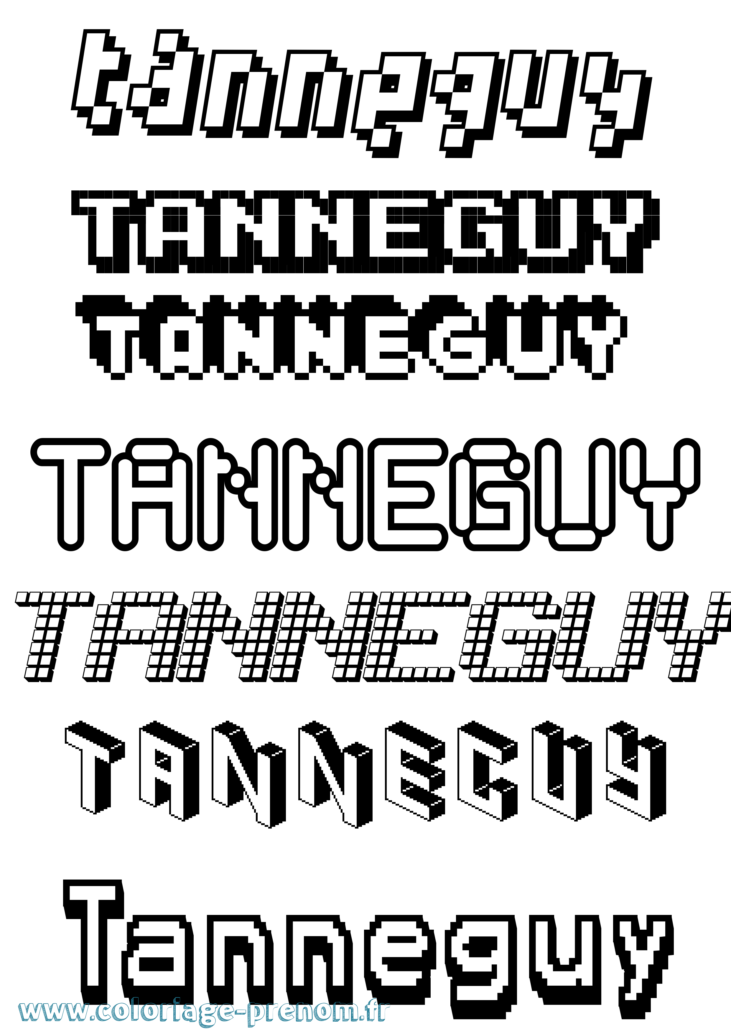 Coloriage prénom Tanneguy Pixel