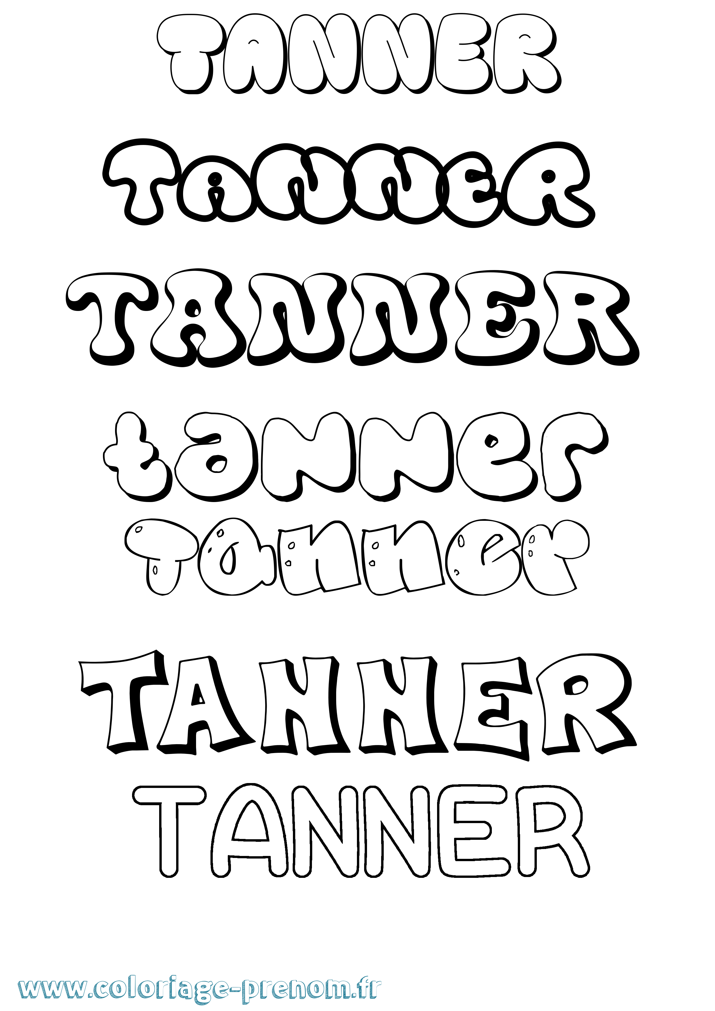 Coloriage prénom Tanner Bubble