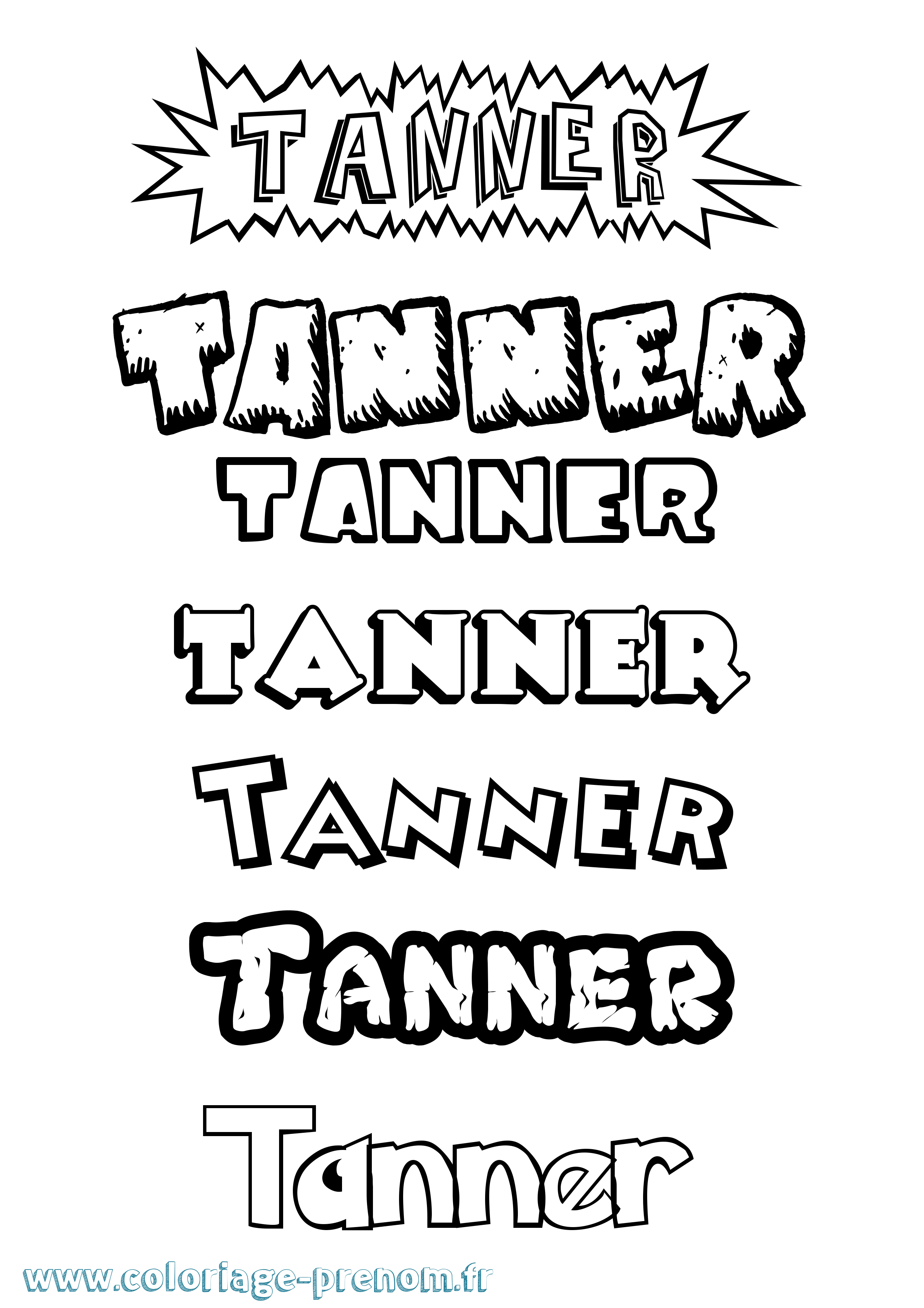 Coloriage prénom Tanner Dessin Animé
