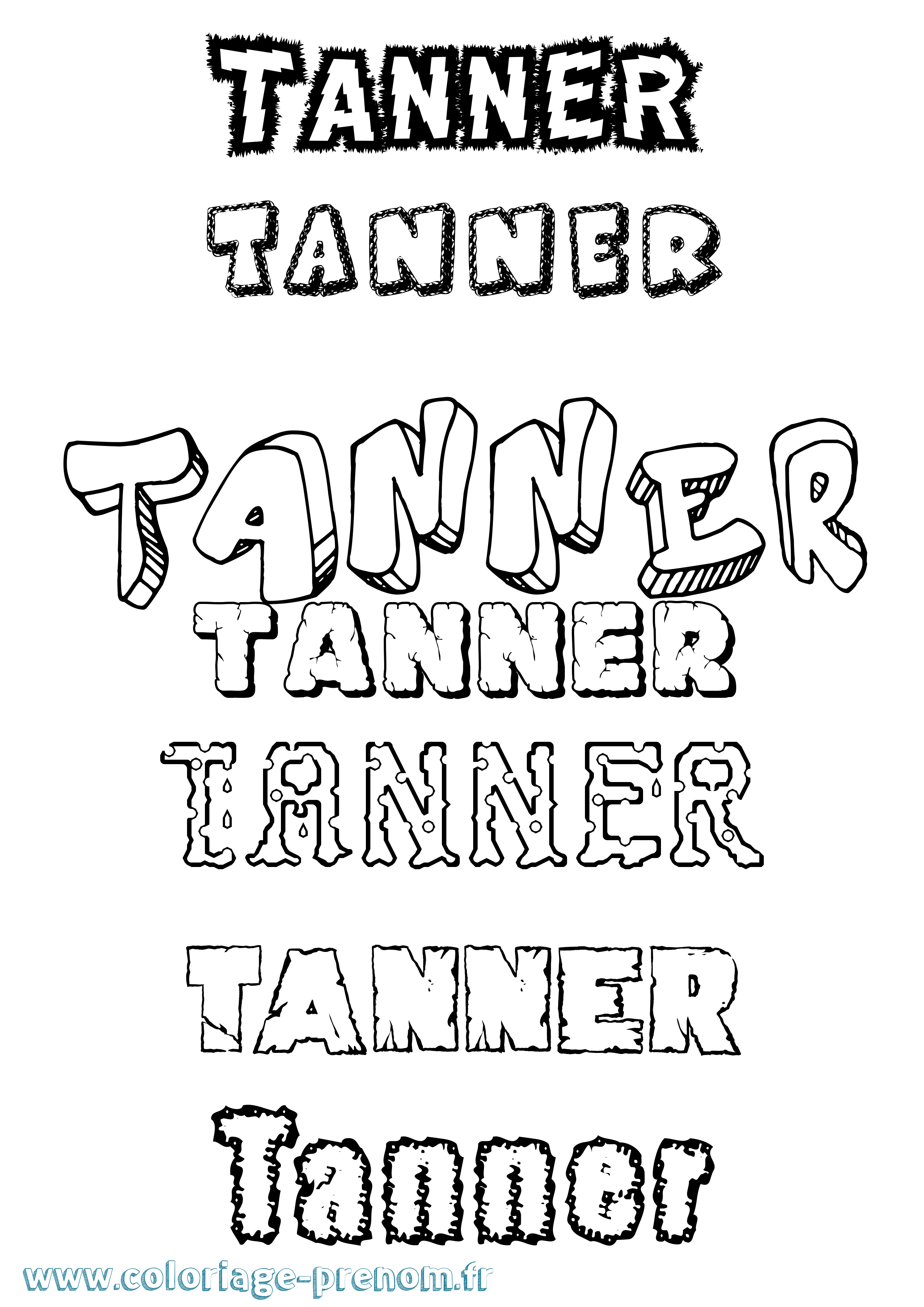 Coloriage prénom Tanner Destructuré