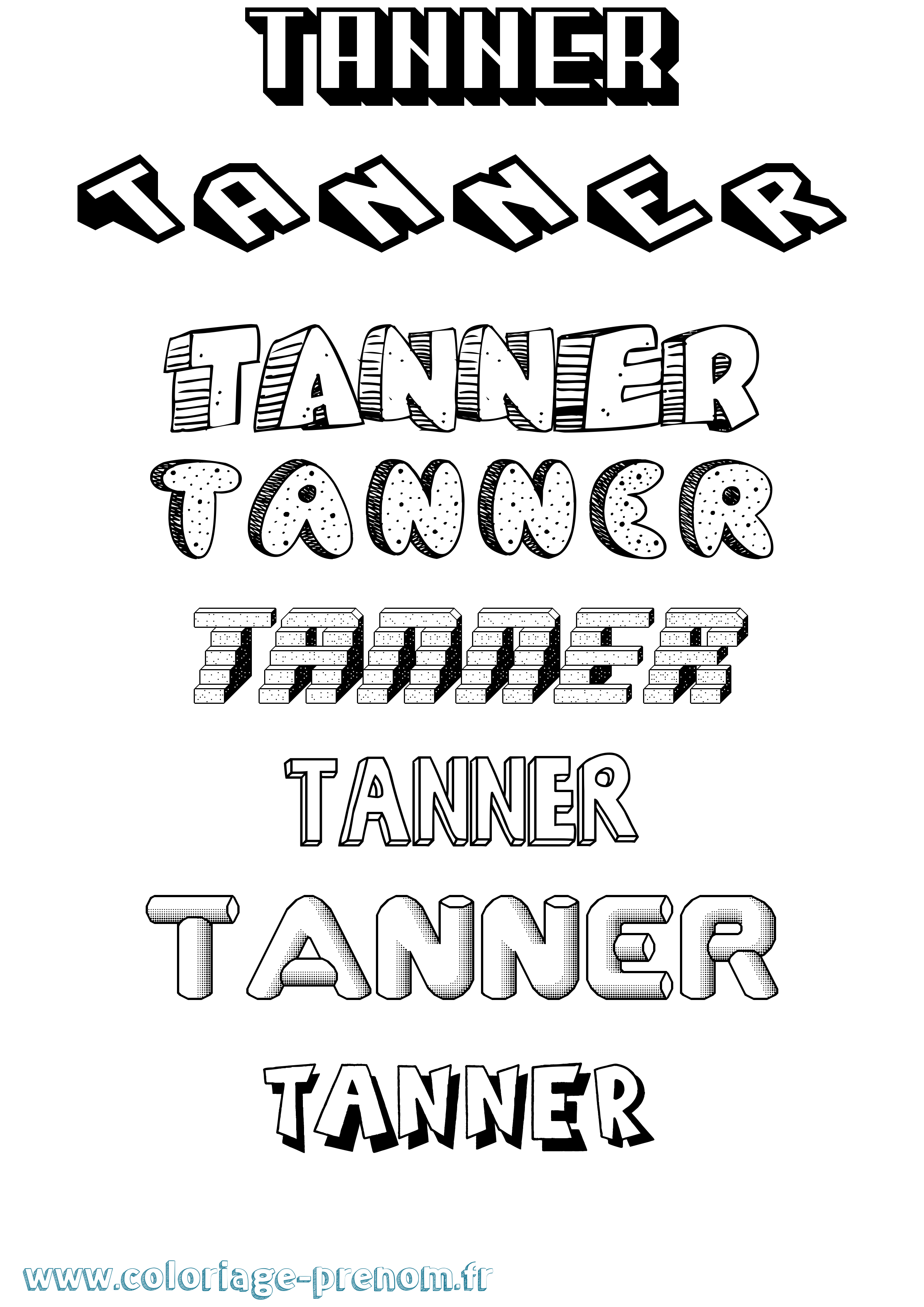 Coloriage prénom Tanner Effet 3D