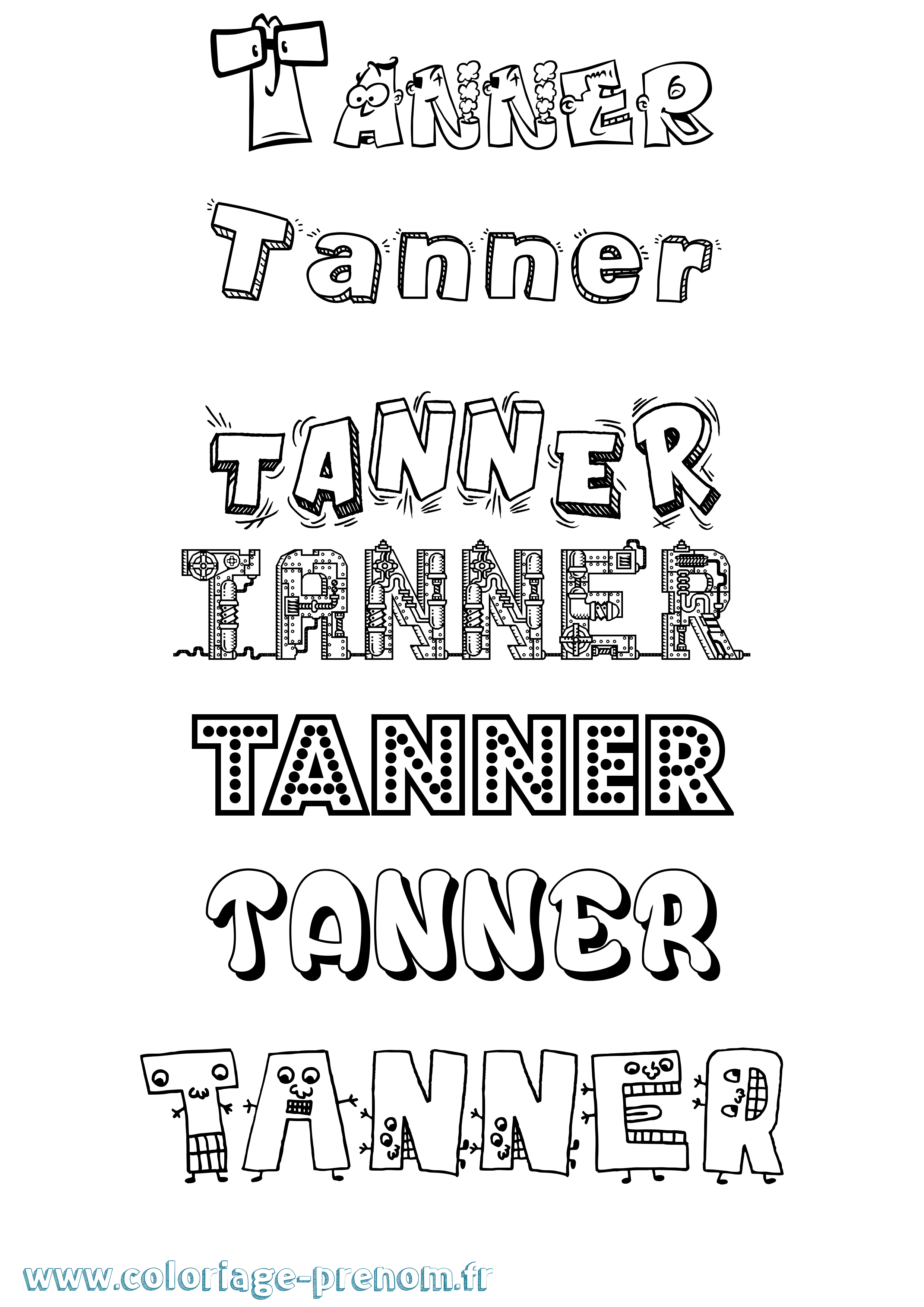 Coloriage prénom Tanner Fun