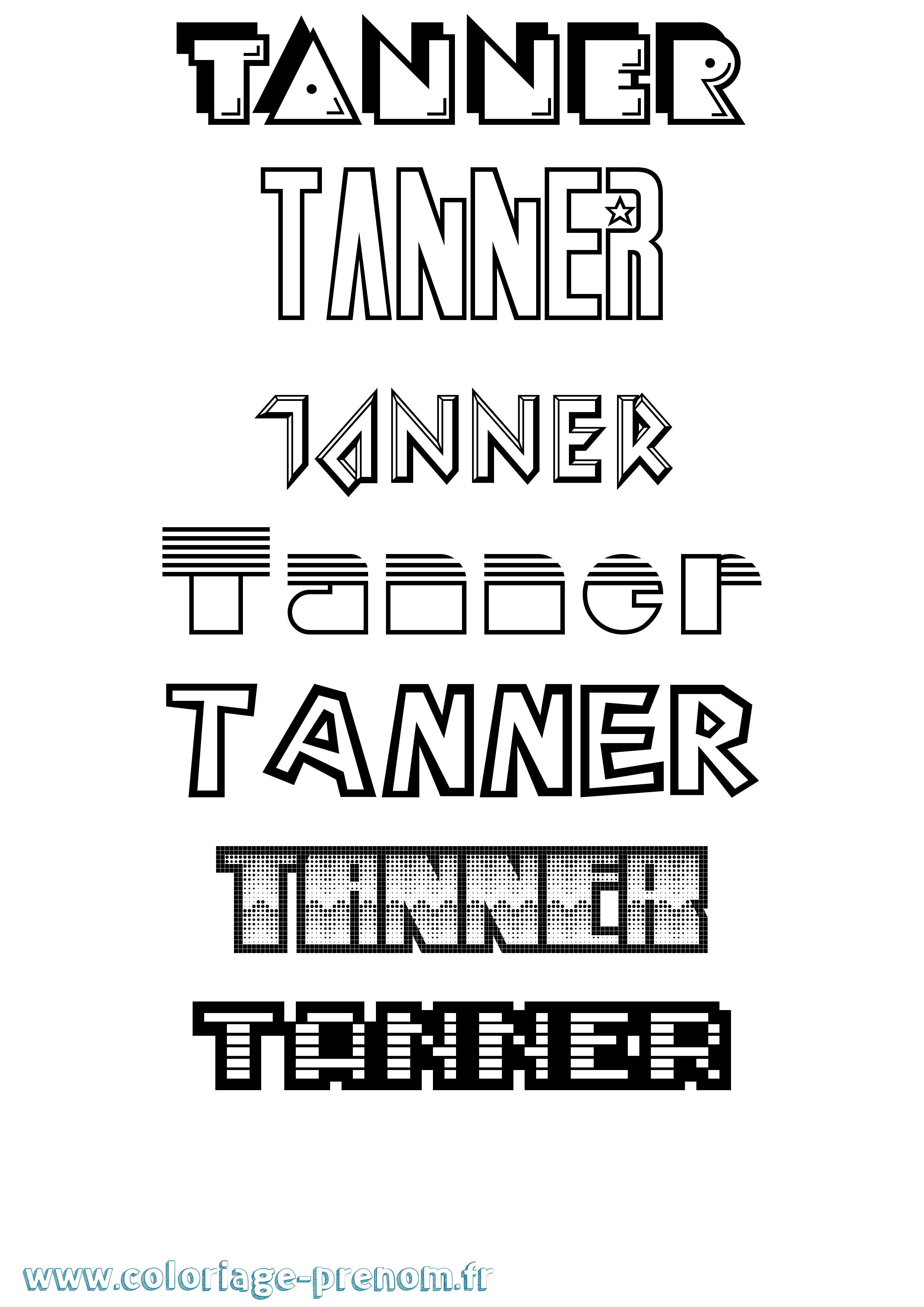 Coloriage prénom Tanner Jeux Vidéos