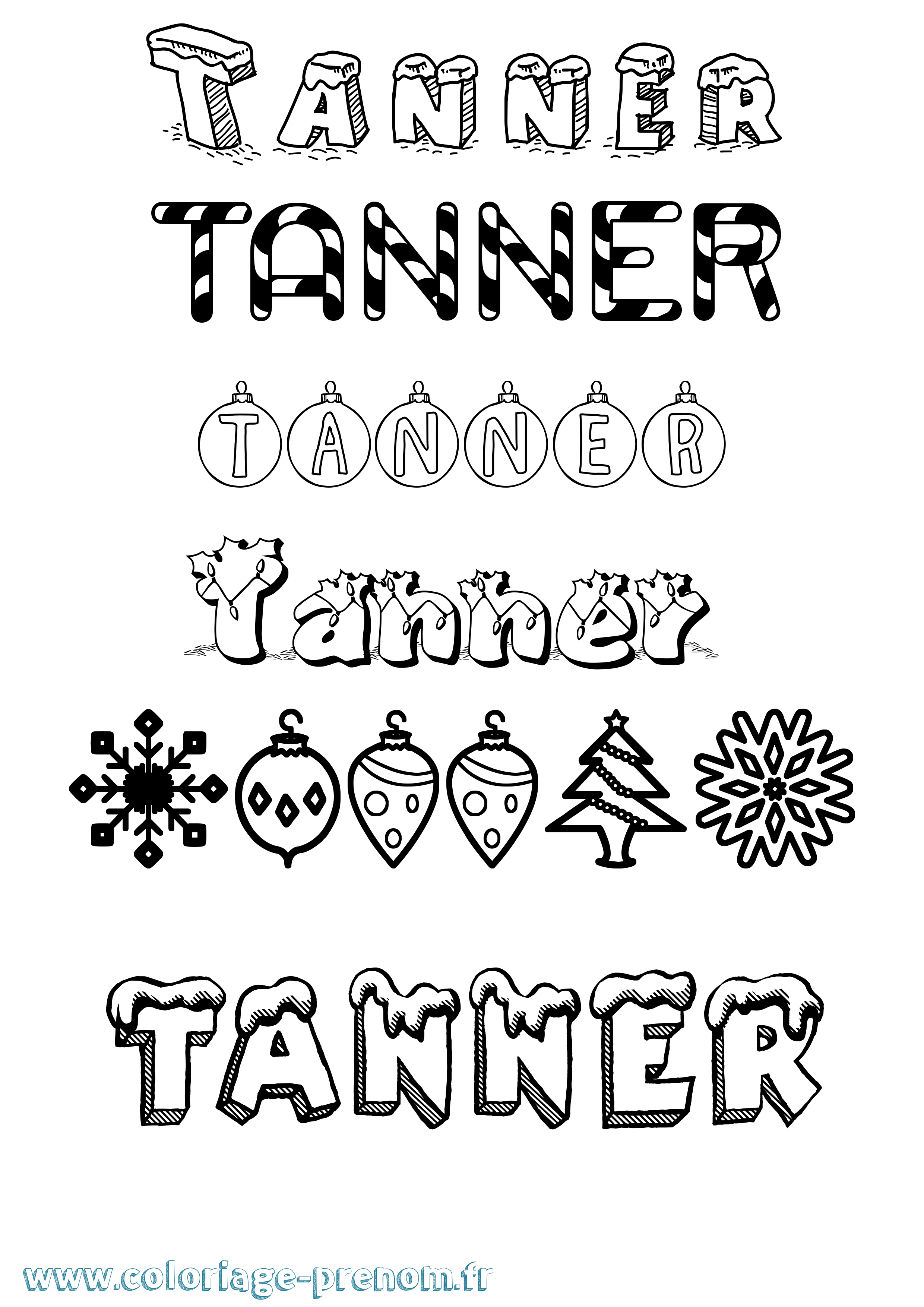 Coloriage prénom Tanner Noël