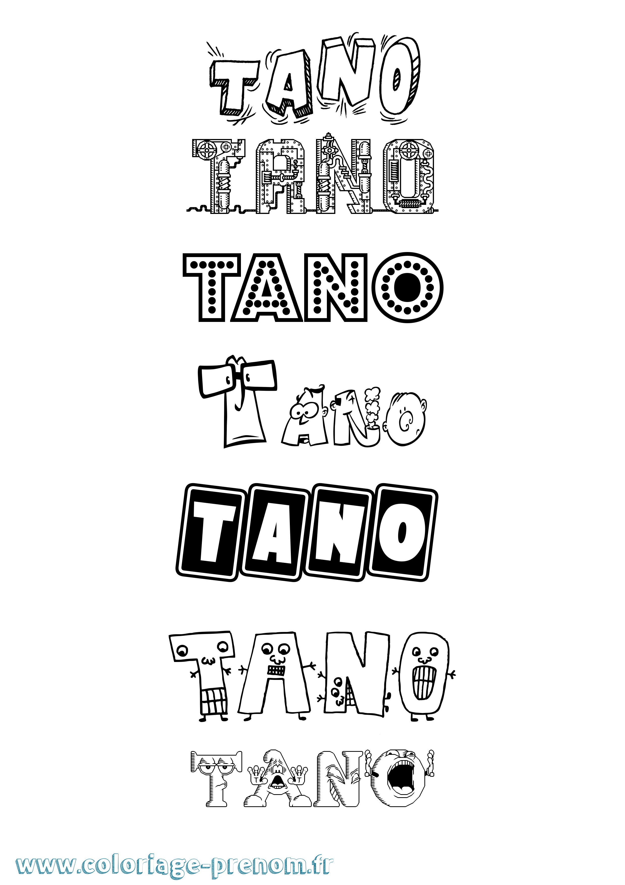 Coloriage prénom Tano Fun