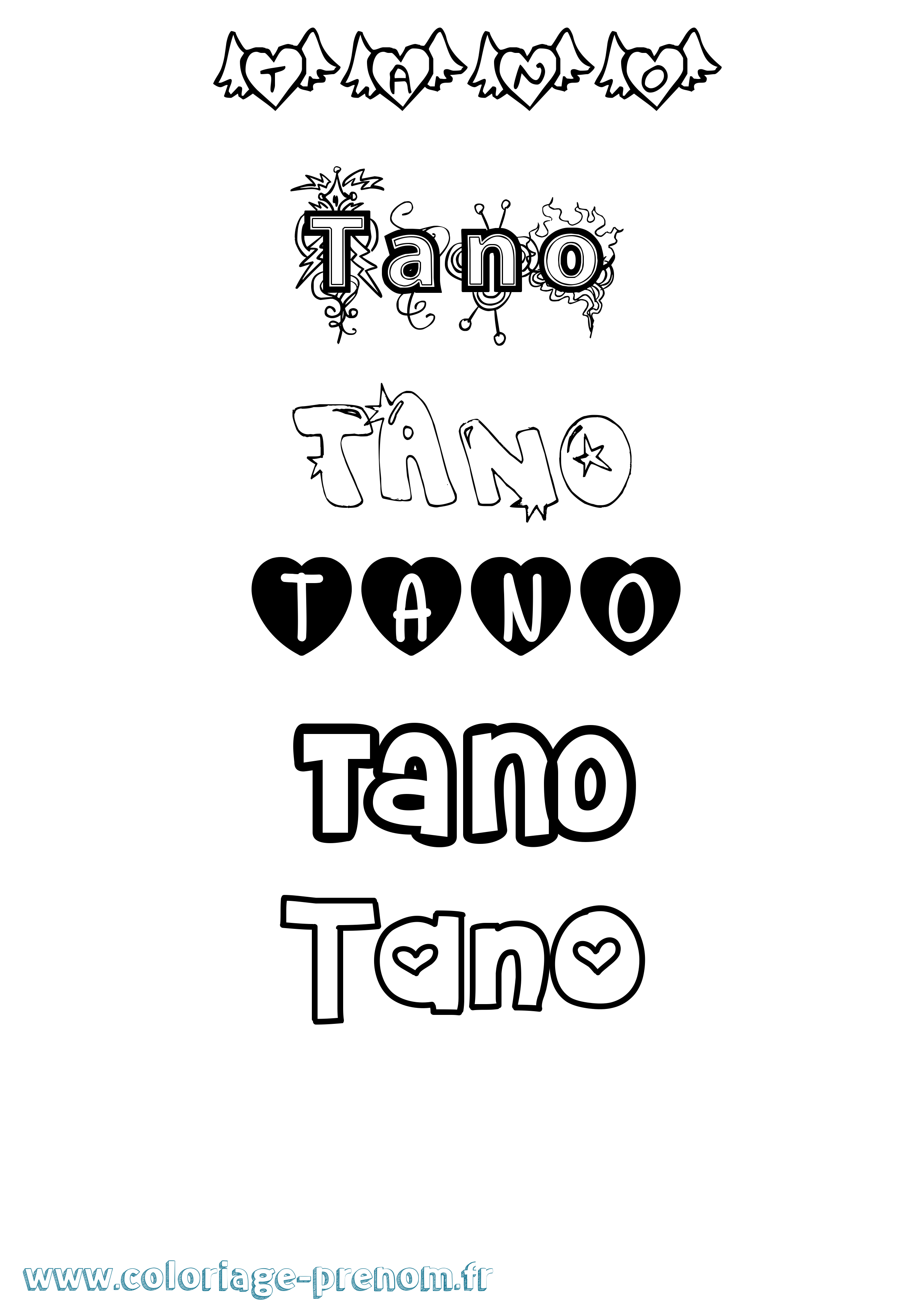 Coloriage prénom Tano Girly