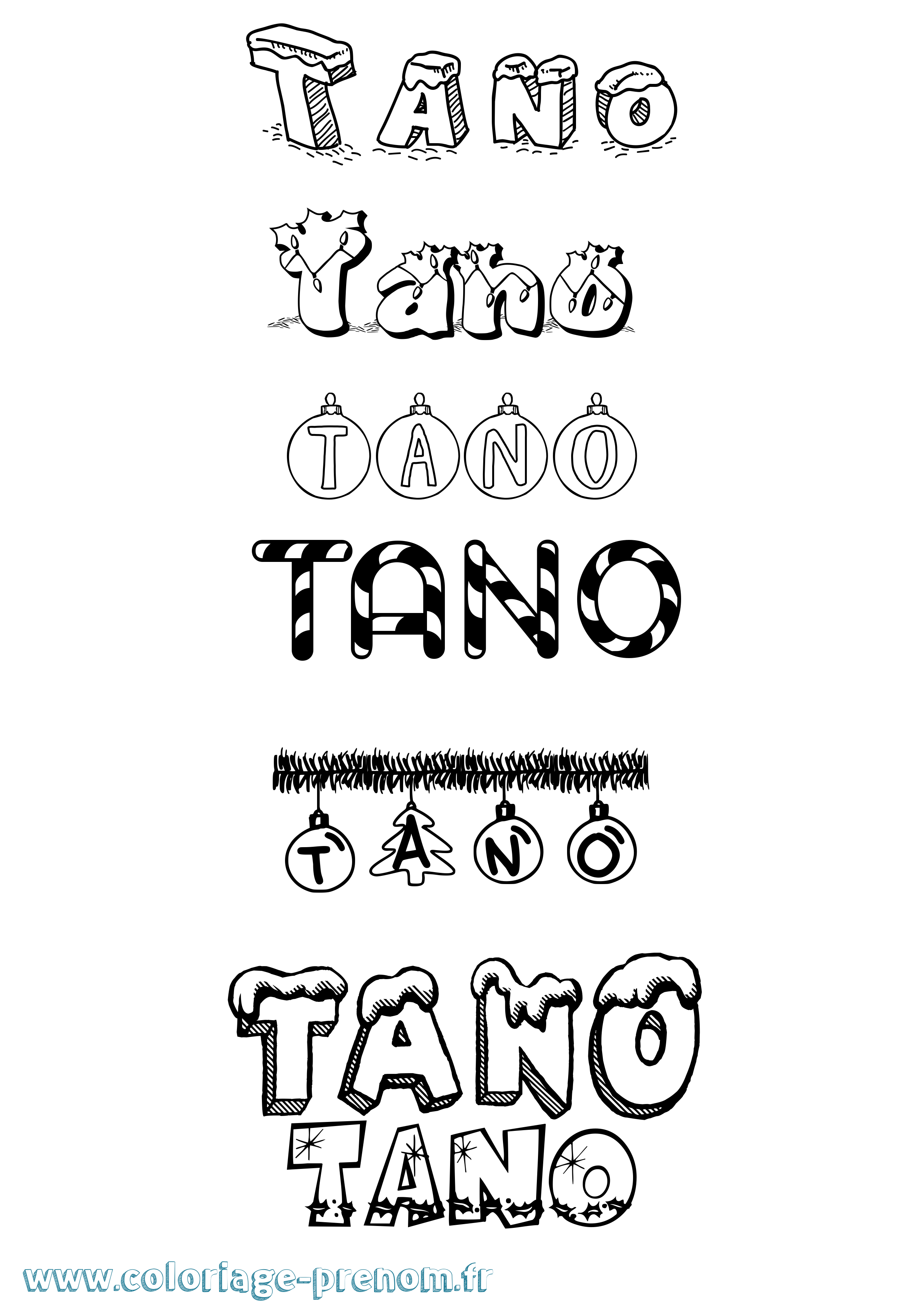 Coloriage prénom Tano Noël
